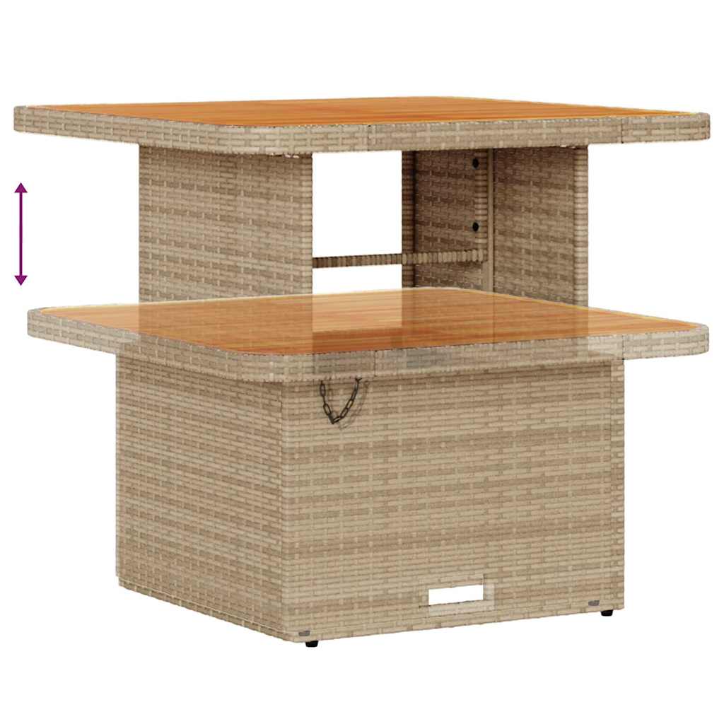 8-teiliges Garten Sofa Set mit Kissen Beige Poly Rattan Akazie