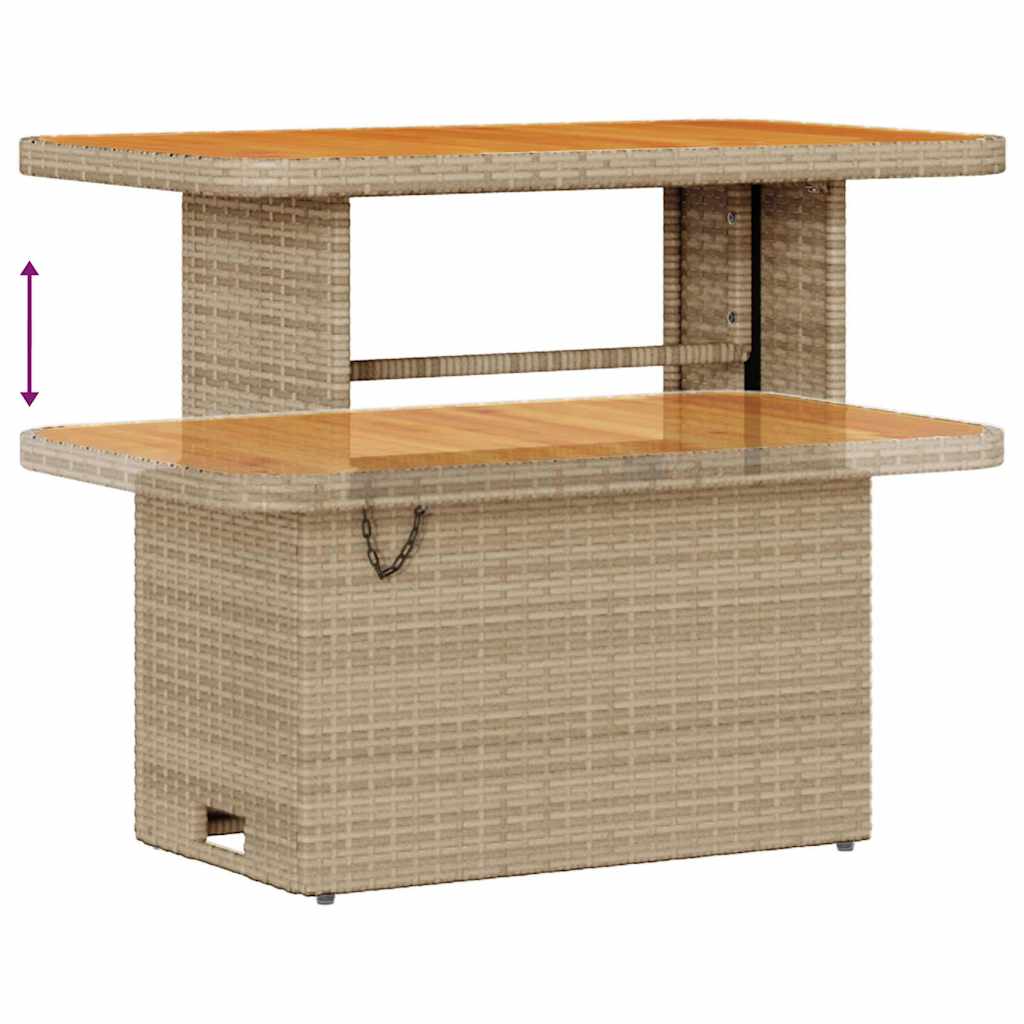 10-teiliger Garten Sofa Set mit Kissen Beige Poly Rattan Akazie
