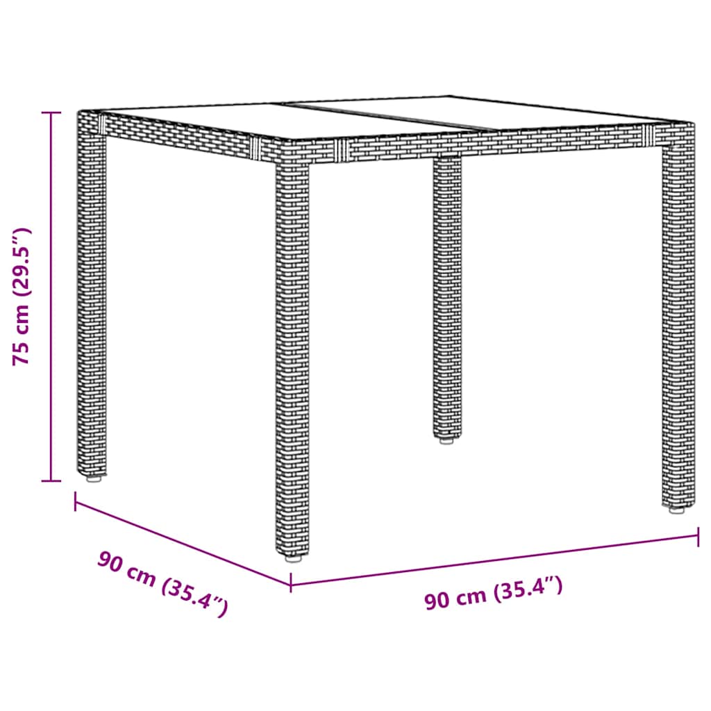 3-teiliges Garten Essset Schwarz Poly-Rattan