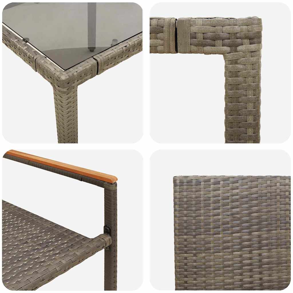 3-teiliges Garten Esstisch-Set Grau Poly-Rattan