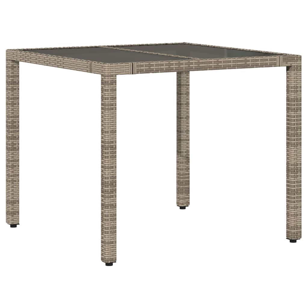 3-teiliges Garten Esstisch-Set Grau Poly-Rattan