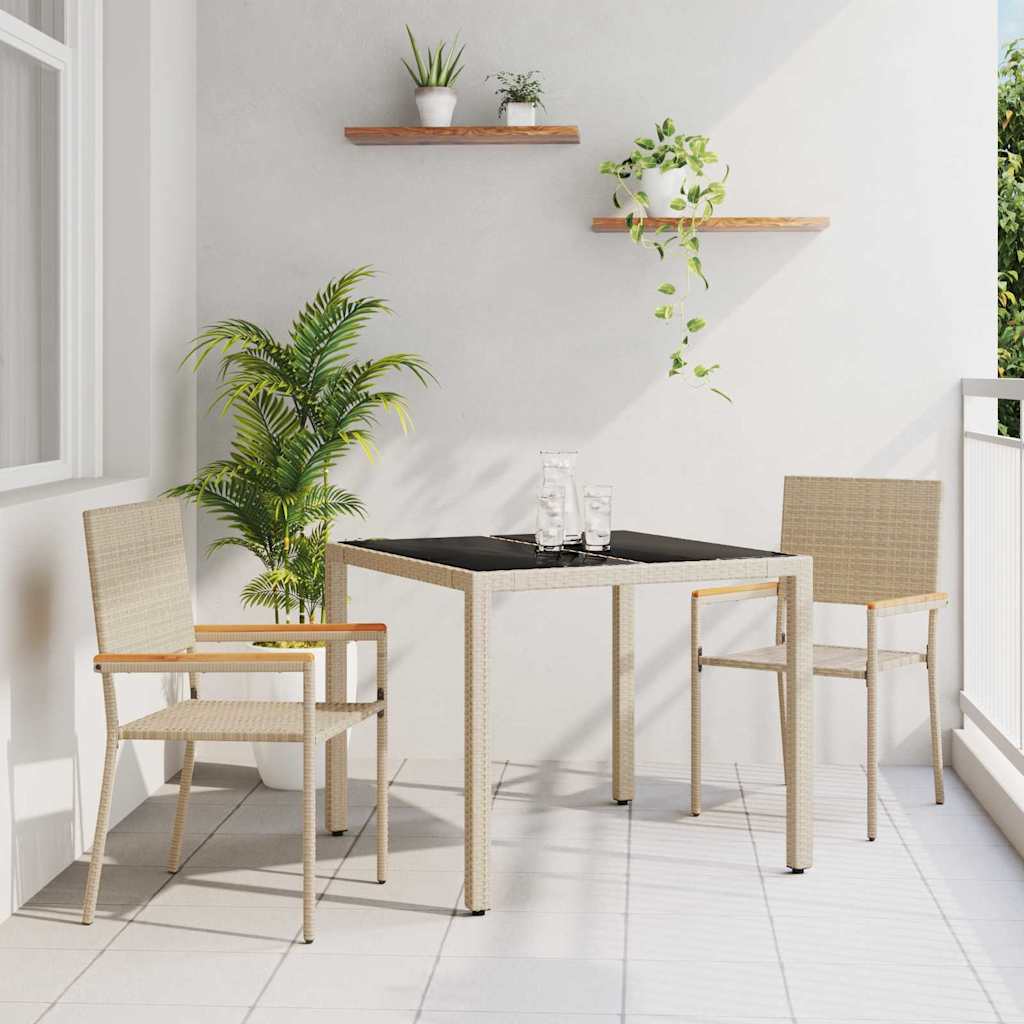 3-teiliges Garten Essgruppe Beige Poly Rattan