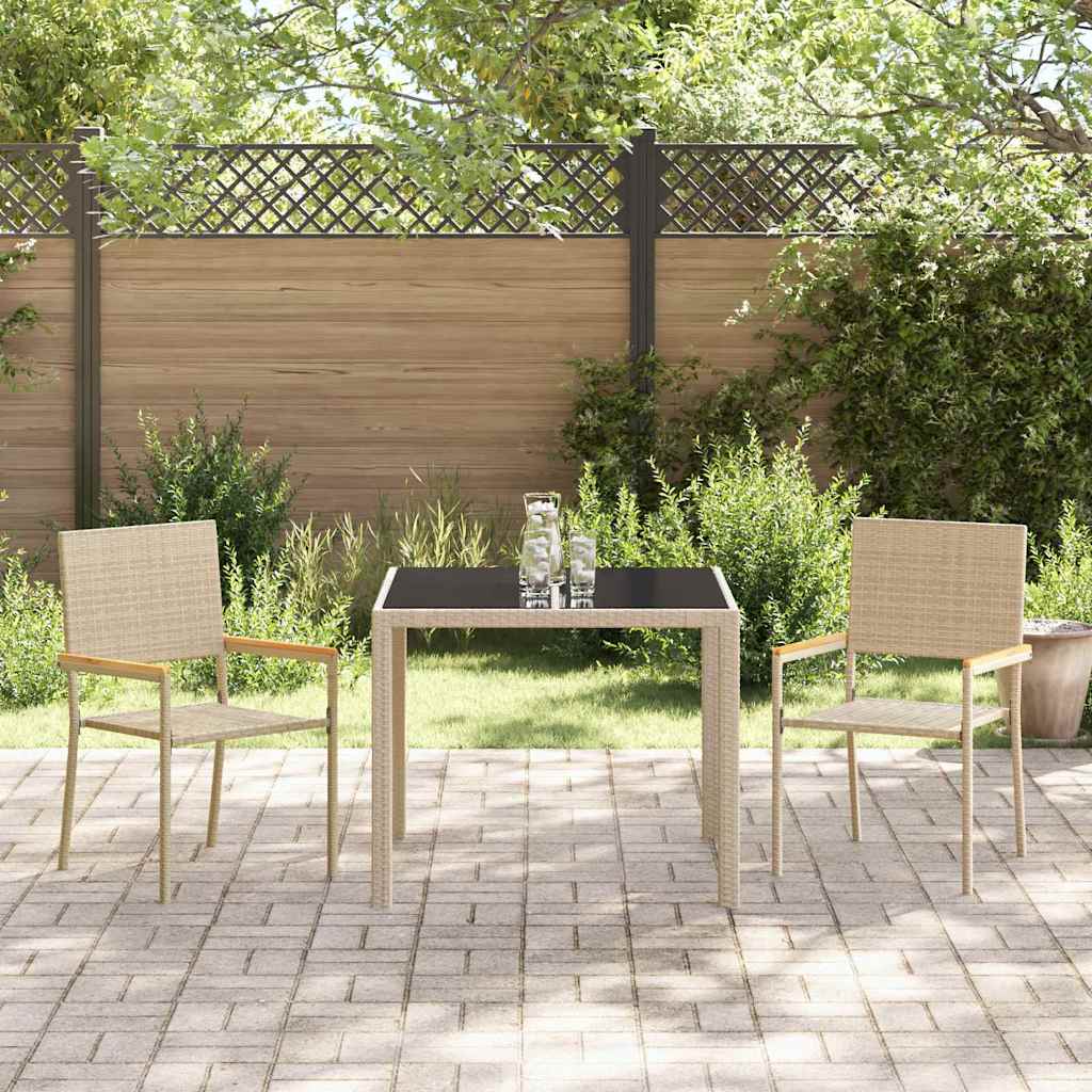 3-teiliges Garten Essgruppe Beige Poly Rattan