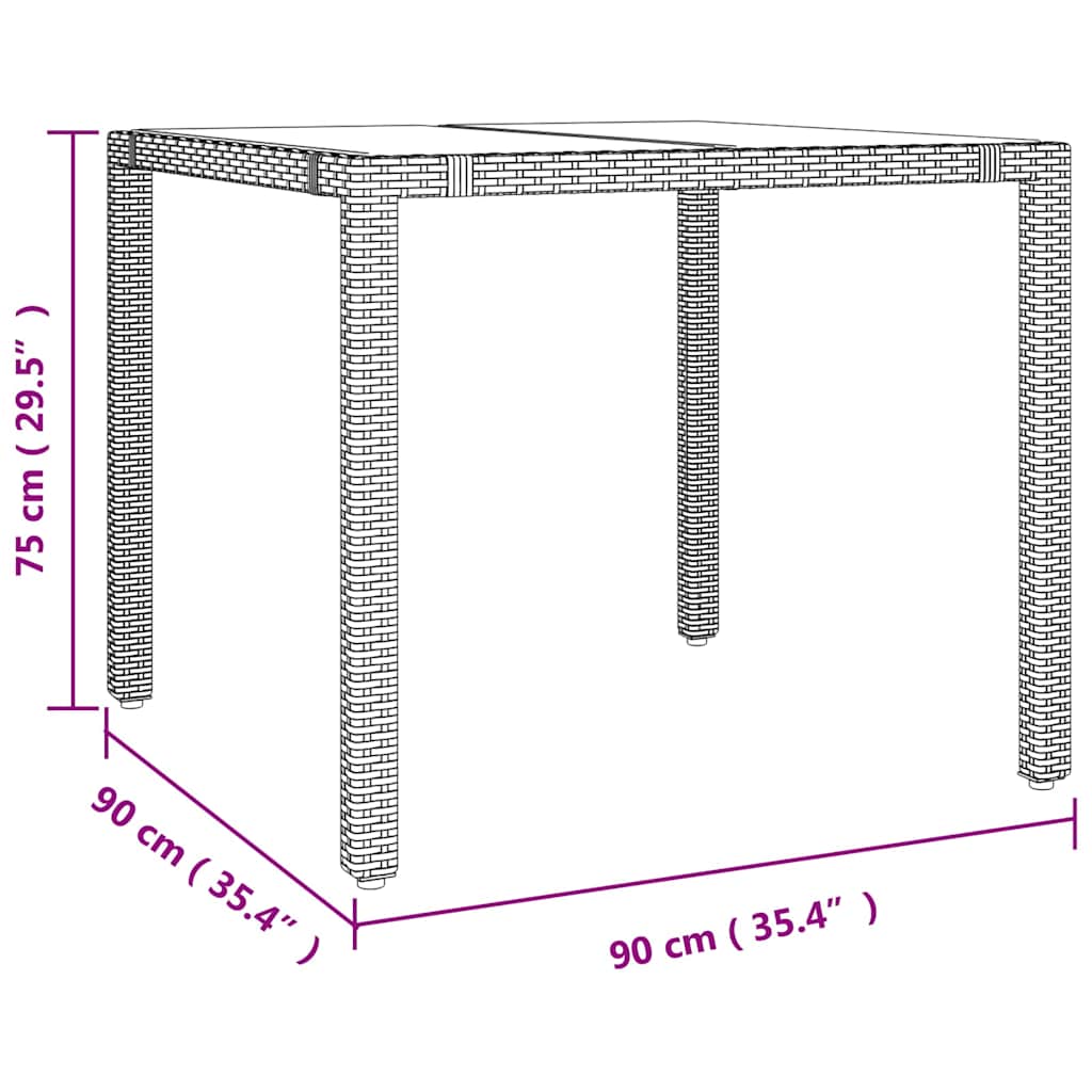 3-teiliges Garten Essgruppe Beige Poly Rattan