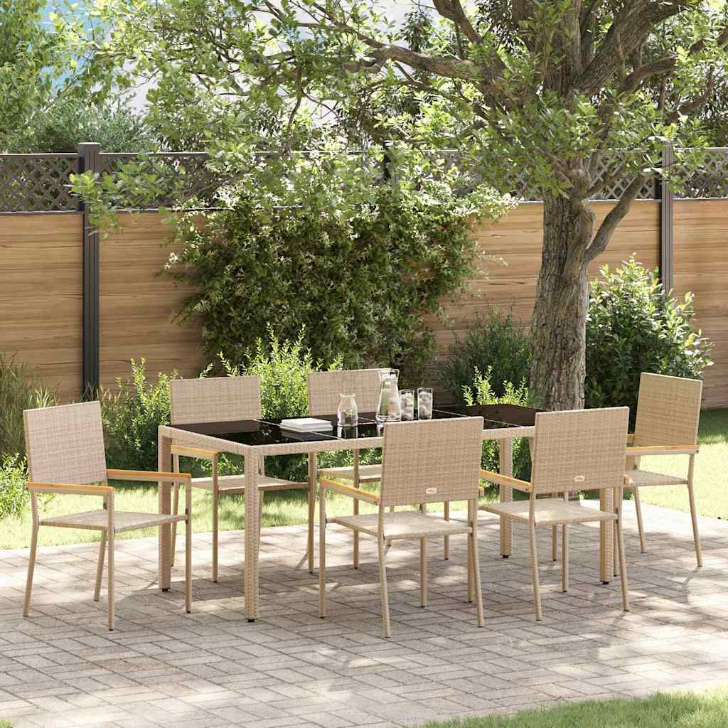 7-teiliges Gartenset Beige Poly-Rattan