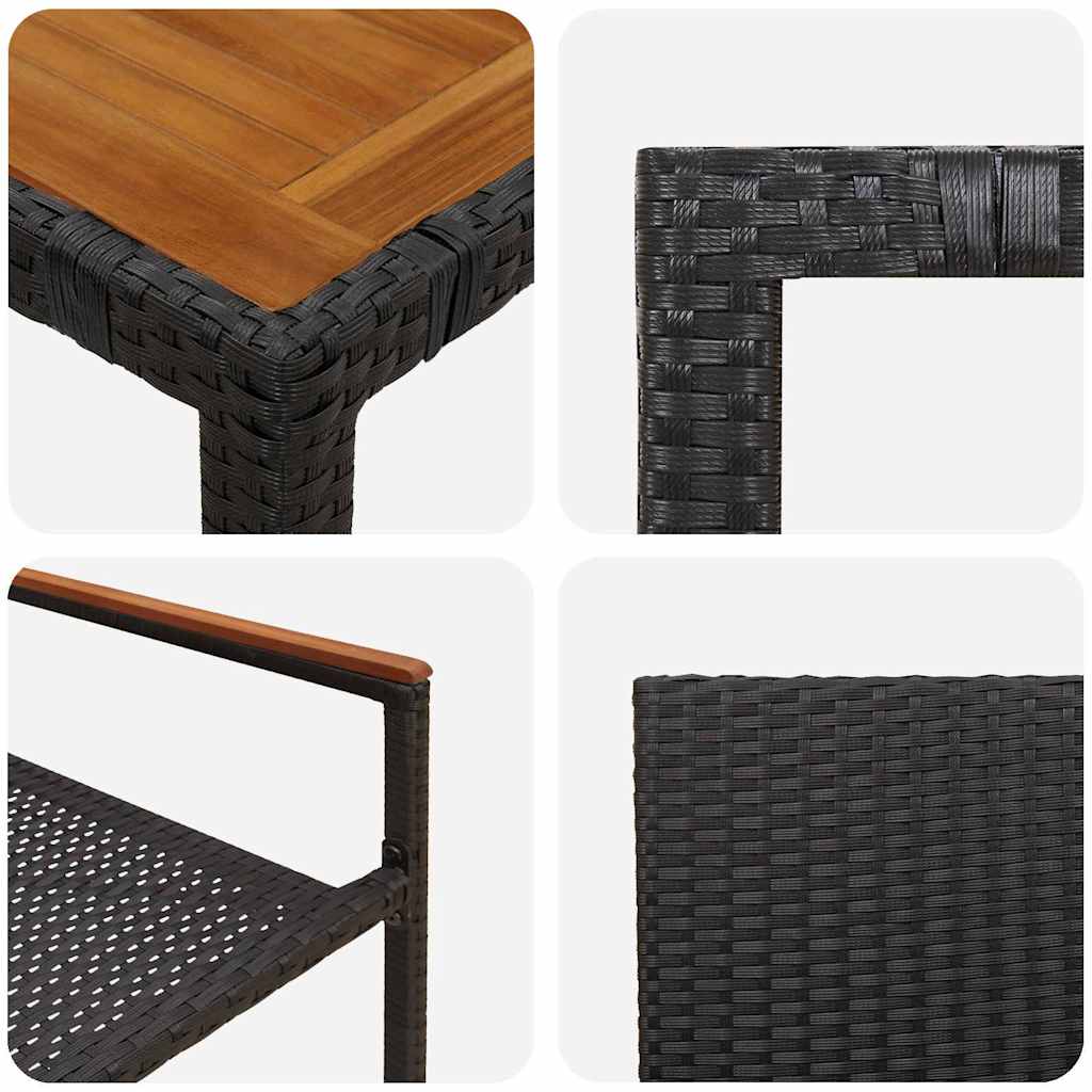 3-teiliges Garten Essset Schwarzes Poly-Rattan
