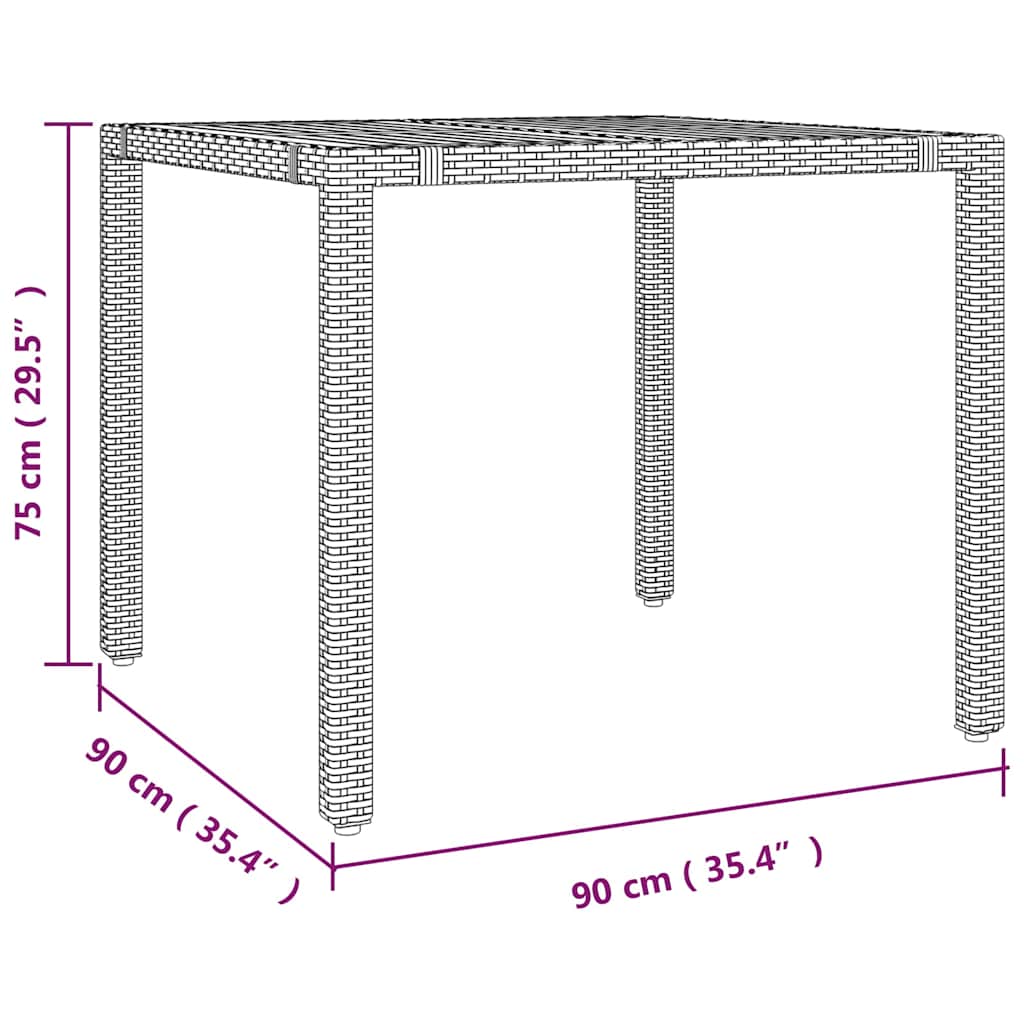 3-teiliges Garten Essset Schwarzes Poly-Rattan