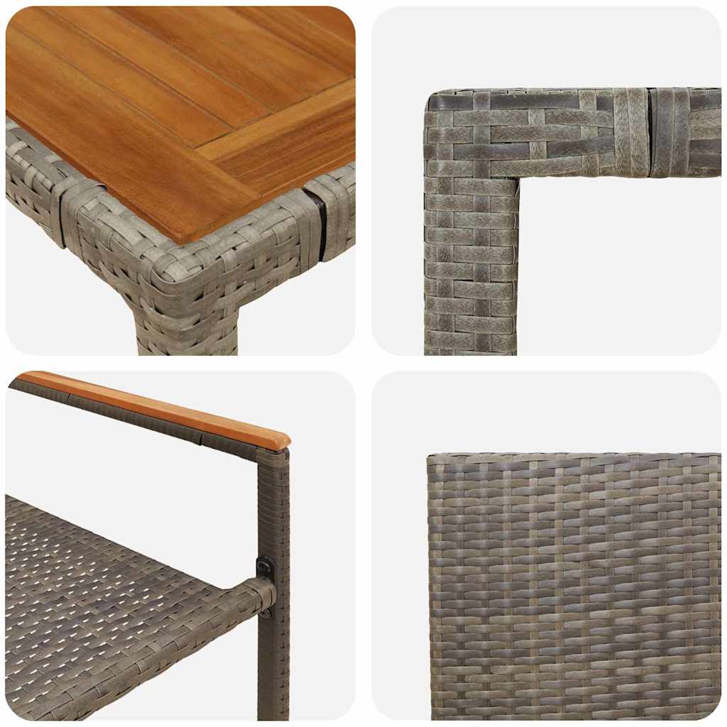 3-teilige Garten Essgruppe Graues Poly Rattan