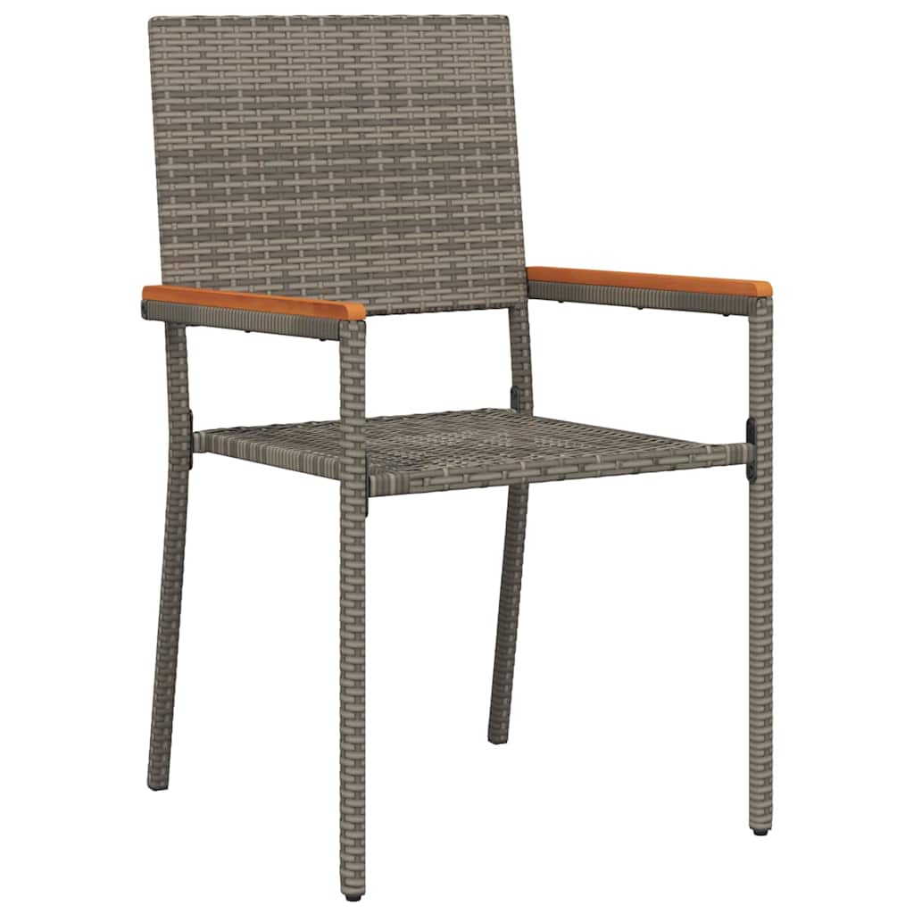 3-teilige Garten Essgruppe Graues Poly Rattan