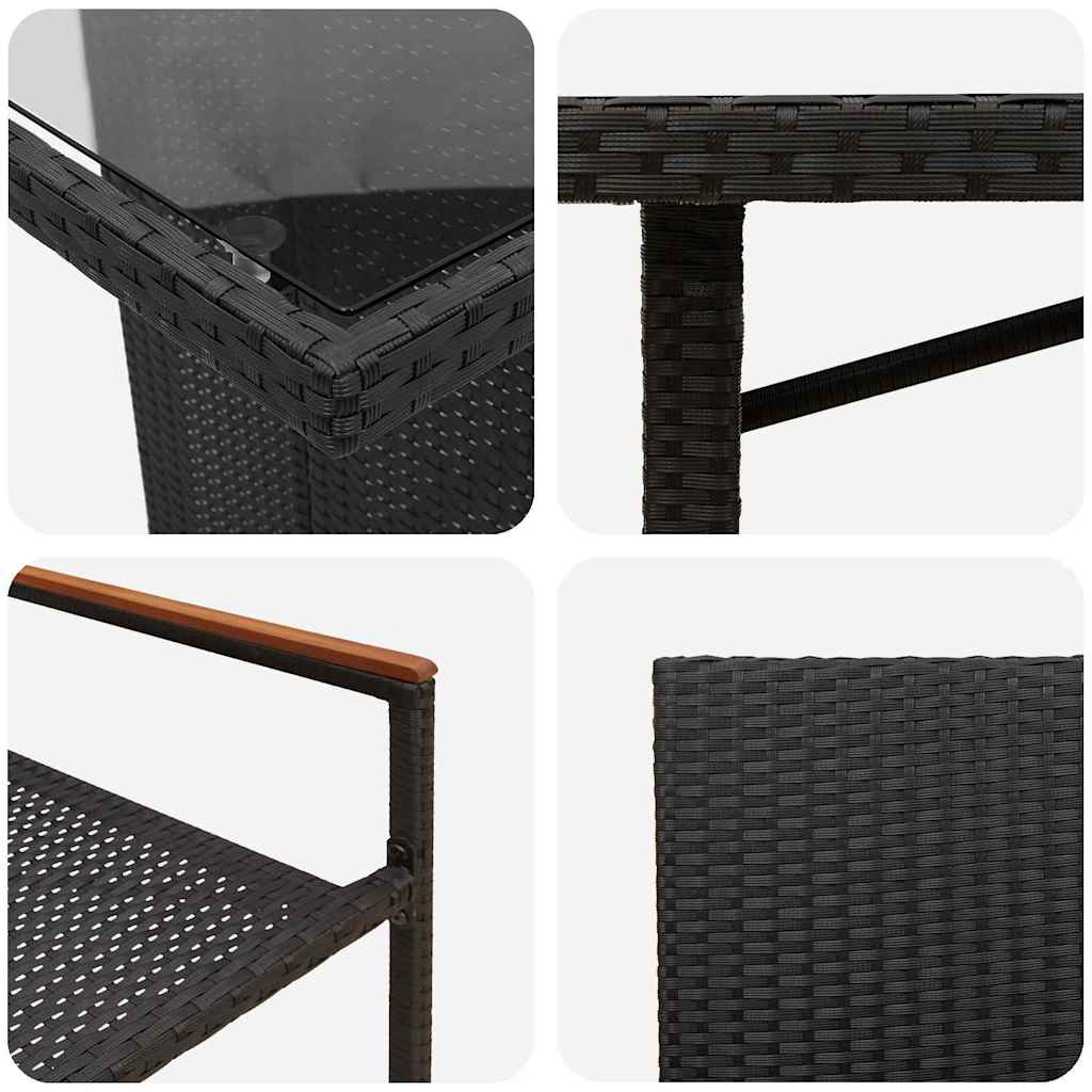 9-tlg. Garten-Essgruppe Schwarz Poly Rattan