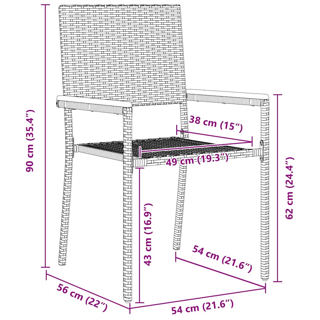9-tlg. Garten-Essgruppe Schwarz Poly Rattan