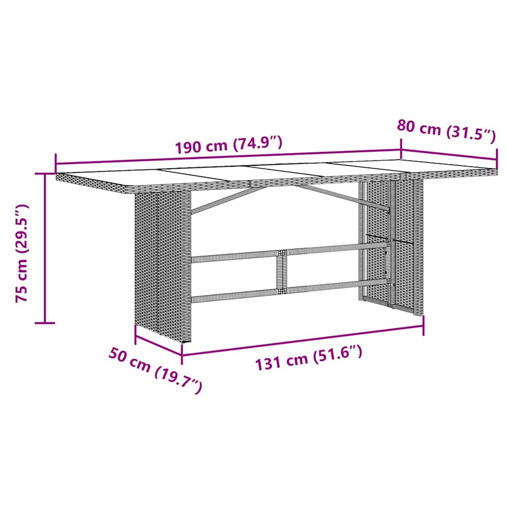 9-tlg. Garten-Essgruppe Schwarz Poly Rattan