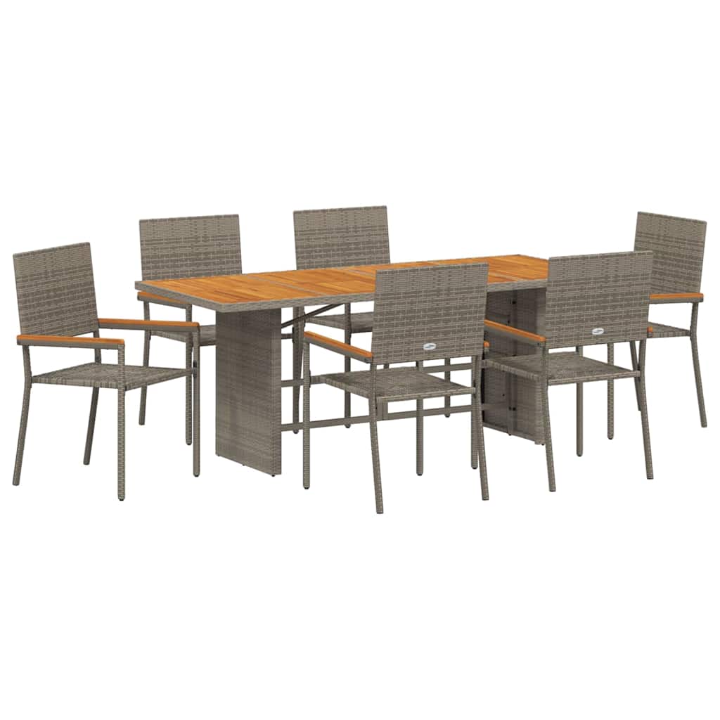 7-tlg. Garten-Essgruppe Grau Poly Rattan