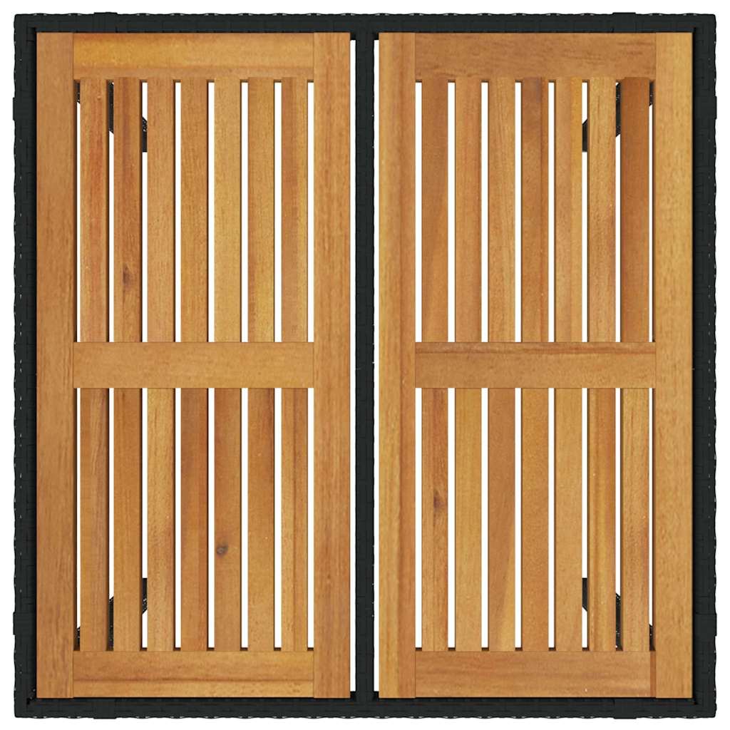 3-teiliges Garten Essset Schwarz Poly Rattan Akazie