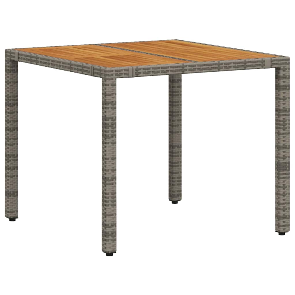 3-teiliges Garten Esstischset Grau Poly-Rattan Akazie