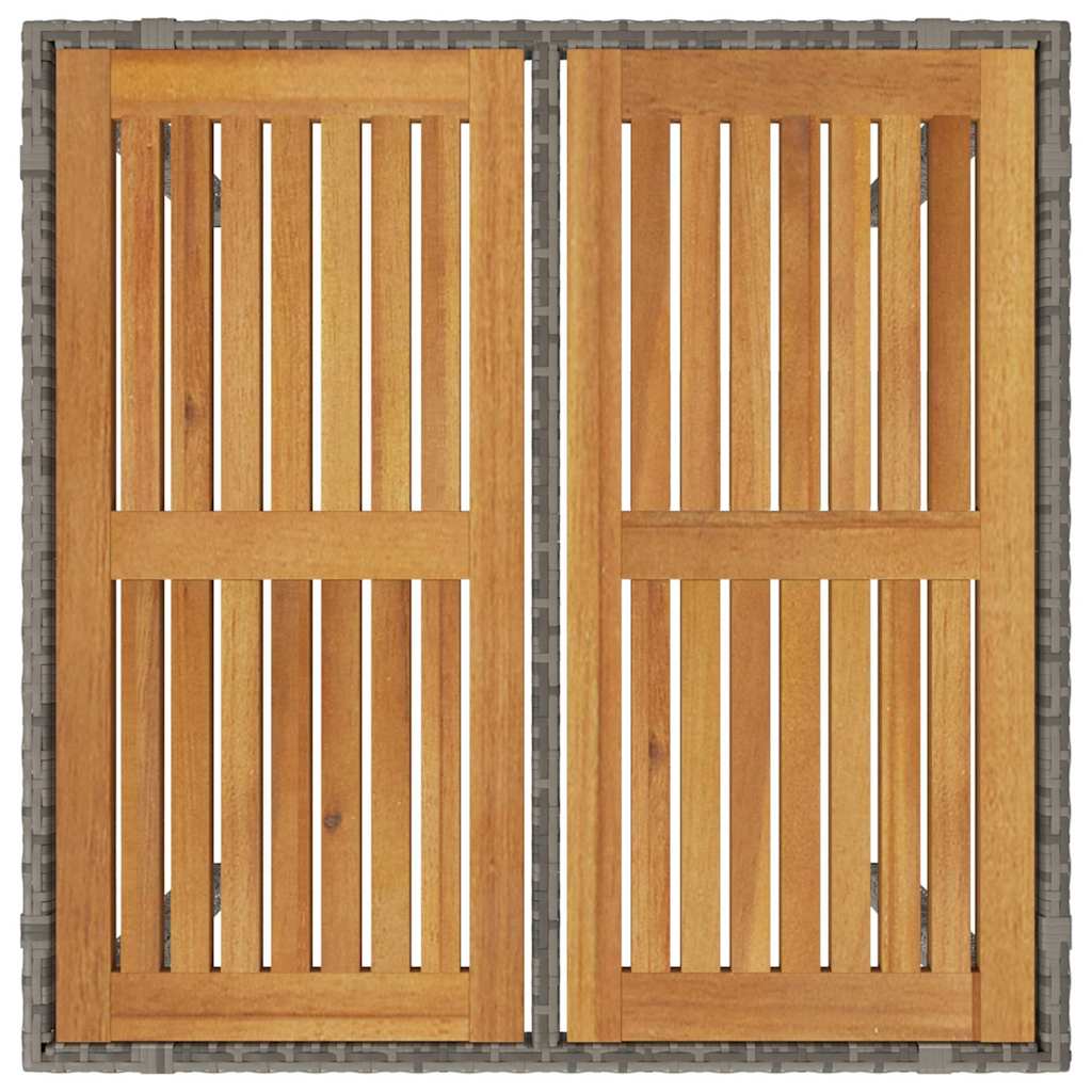 3-teiliges Garten Esstischset Grau Poly-Rattan Akazie