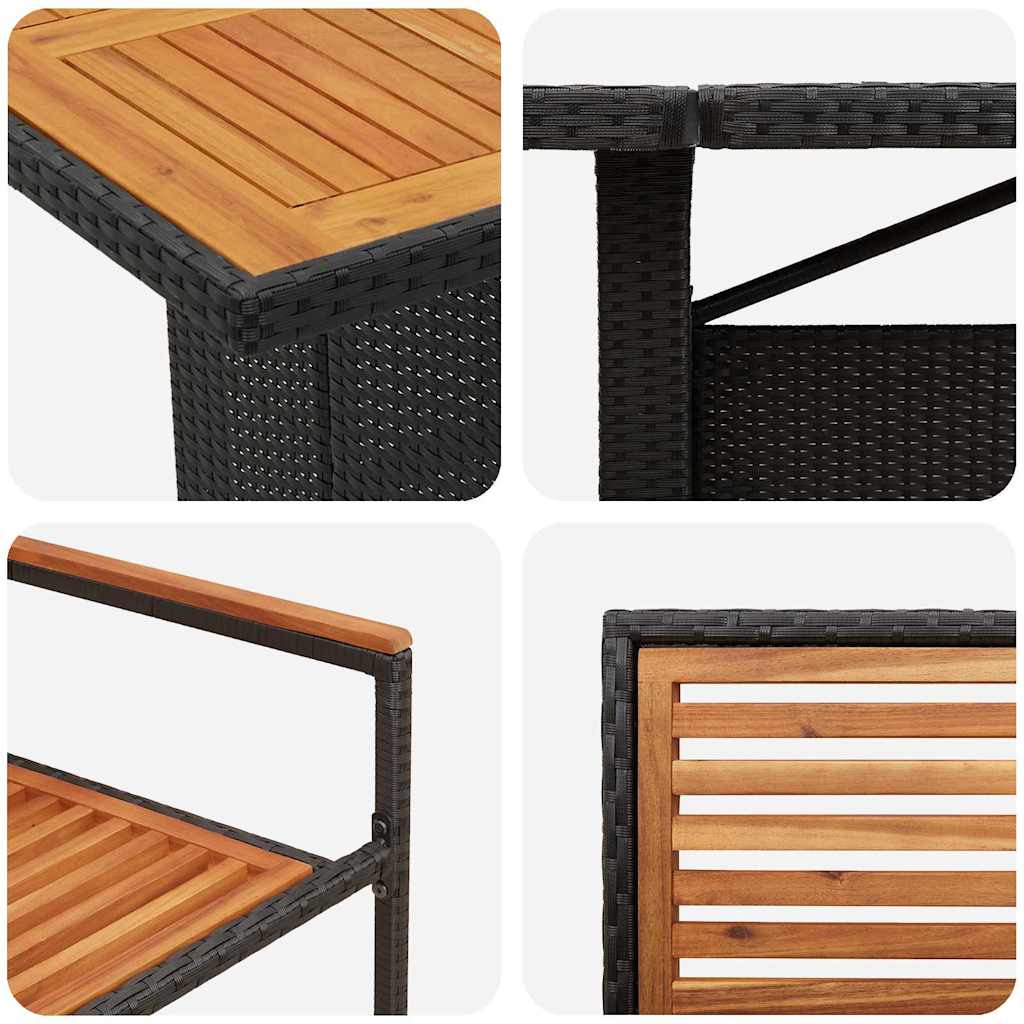 11-teilige Garten Essgruppe Schwarz Poly-Rattan Akazie