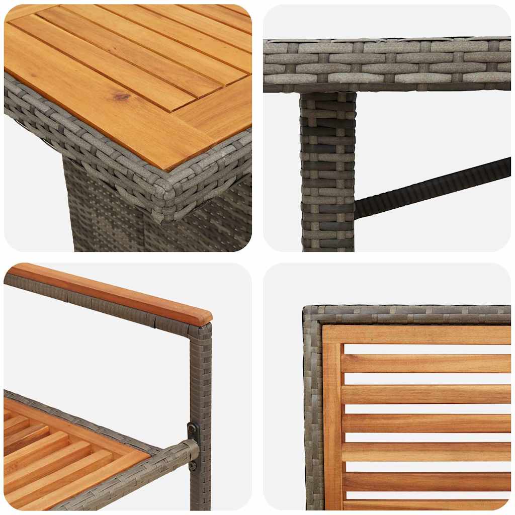 9-teilige Garten Essgruppe Graues Poly-Rattan Akazie