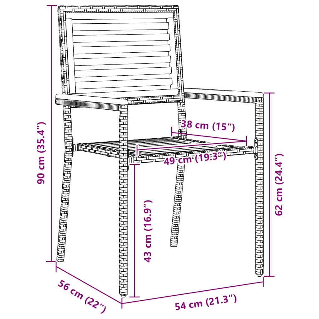 9-teilige Garten Essgruppe Graues Poly-Rattan Akazie