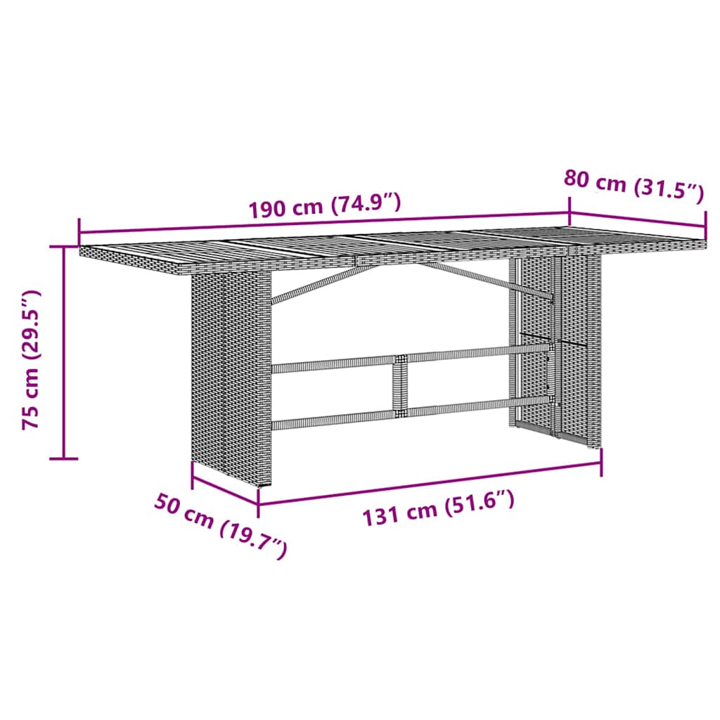9-teilige Garten Essgruppe Graues Poly-Rattan Akazie