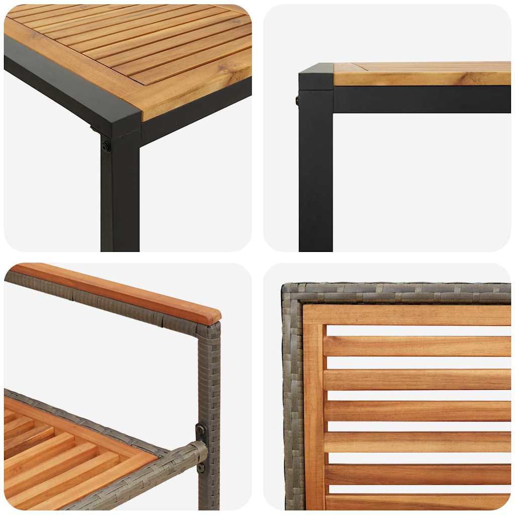 7-teiliges Garten Essset Grau Poly-Rattan Akazie