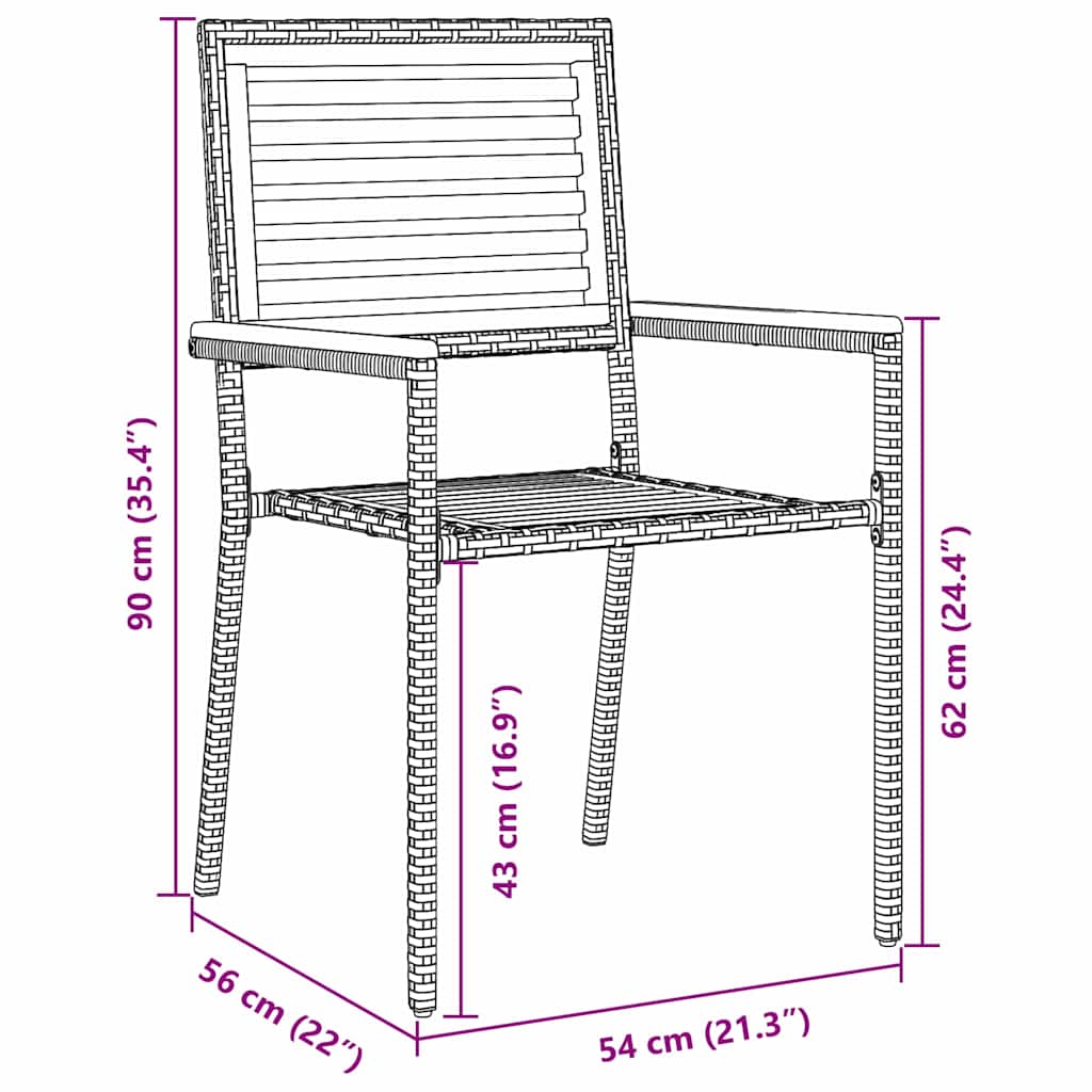 3-teilige Garten Essgruppe Grau Poly-Rattan Akazie