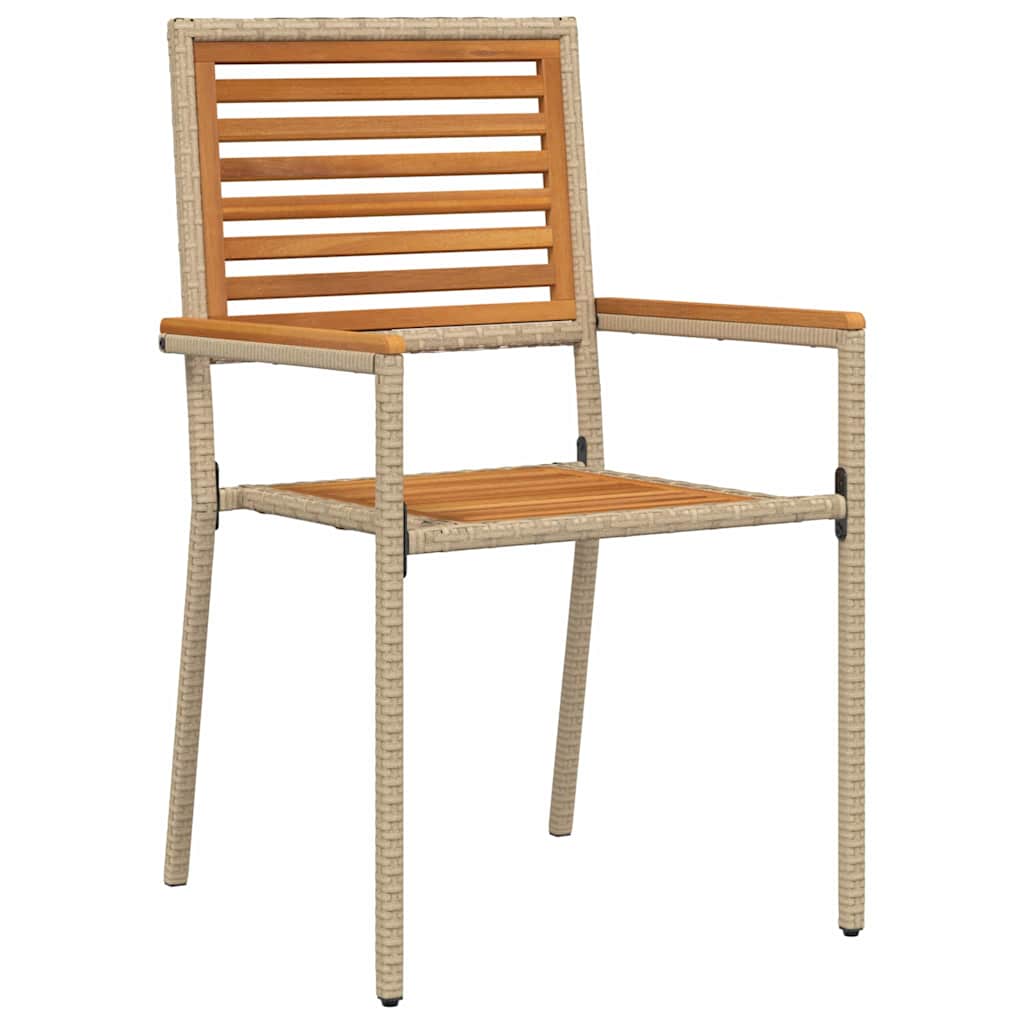 7-teiliges Garten Esszimmer Set Beige Poly Rattan Akazie