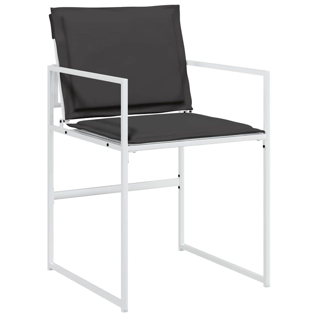 5-teiliges Garten-Ess-Set mit Kissen, Weiß, Textilene und Stahl