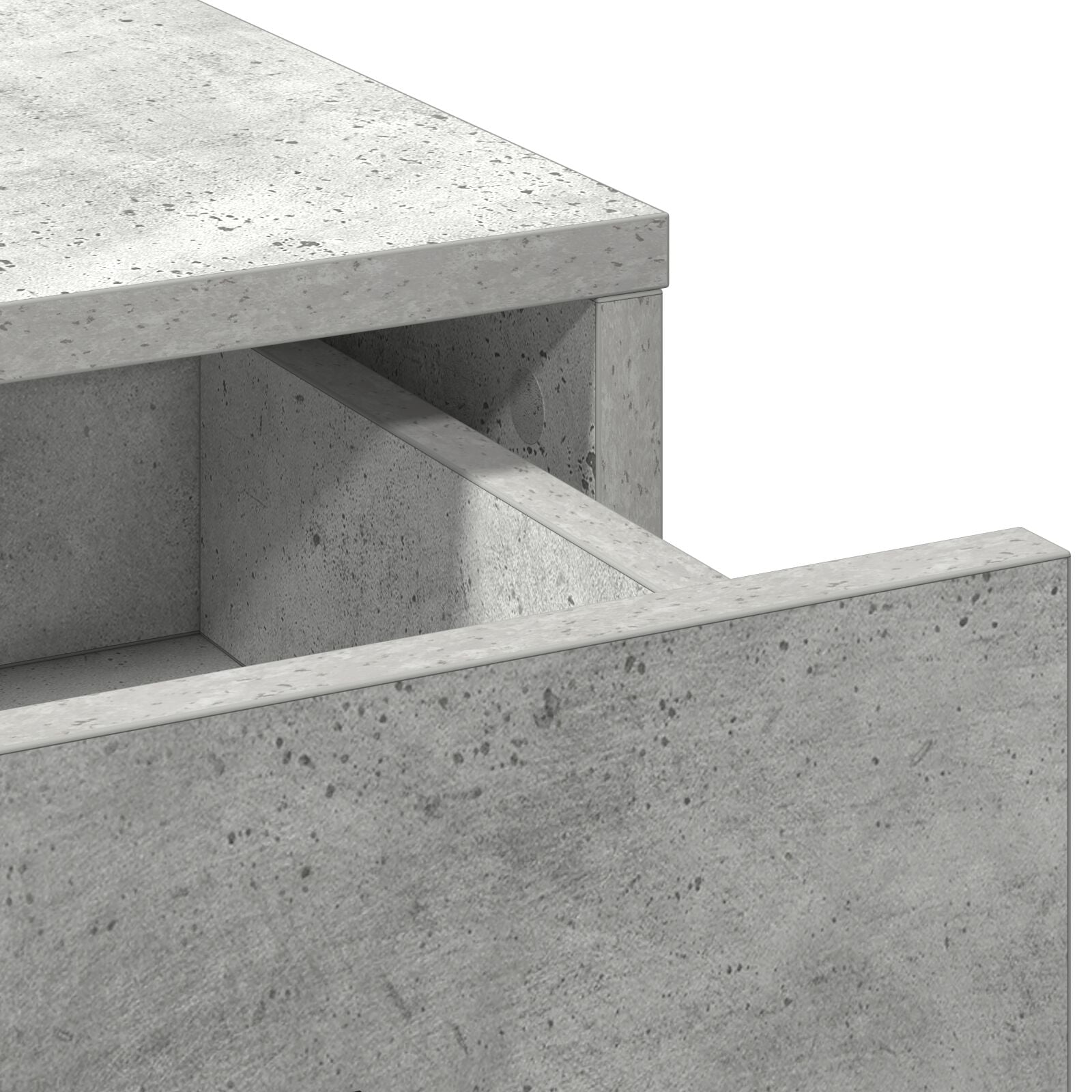 2-teiliges Schminktisch-Set mit LED in Beton Grau aus Holzwerkstoff