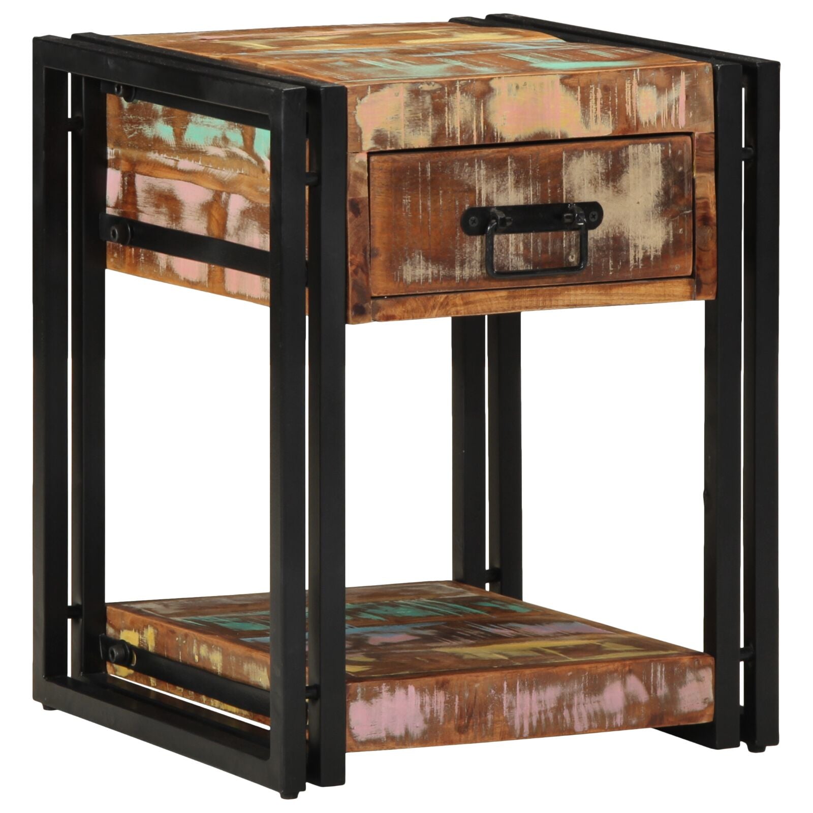 Nachttische 2er Set 40x40x50 cm aus Massivholz Altholz