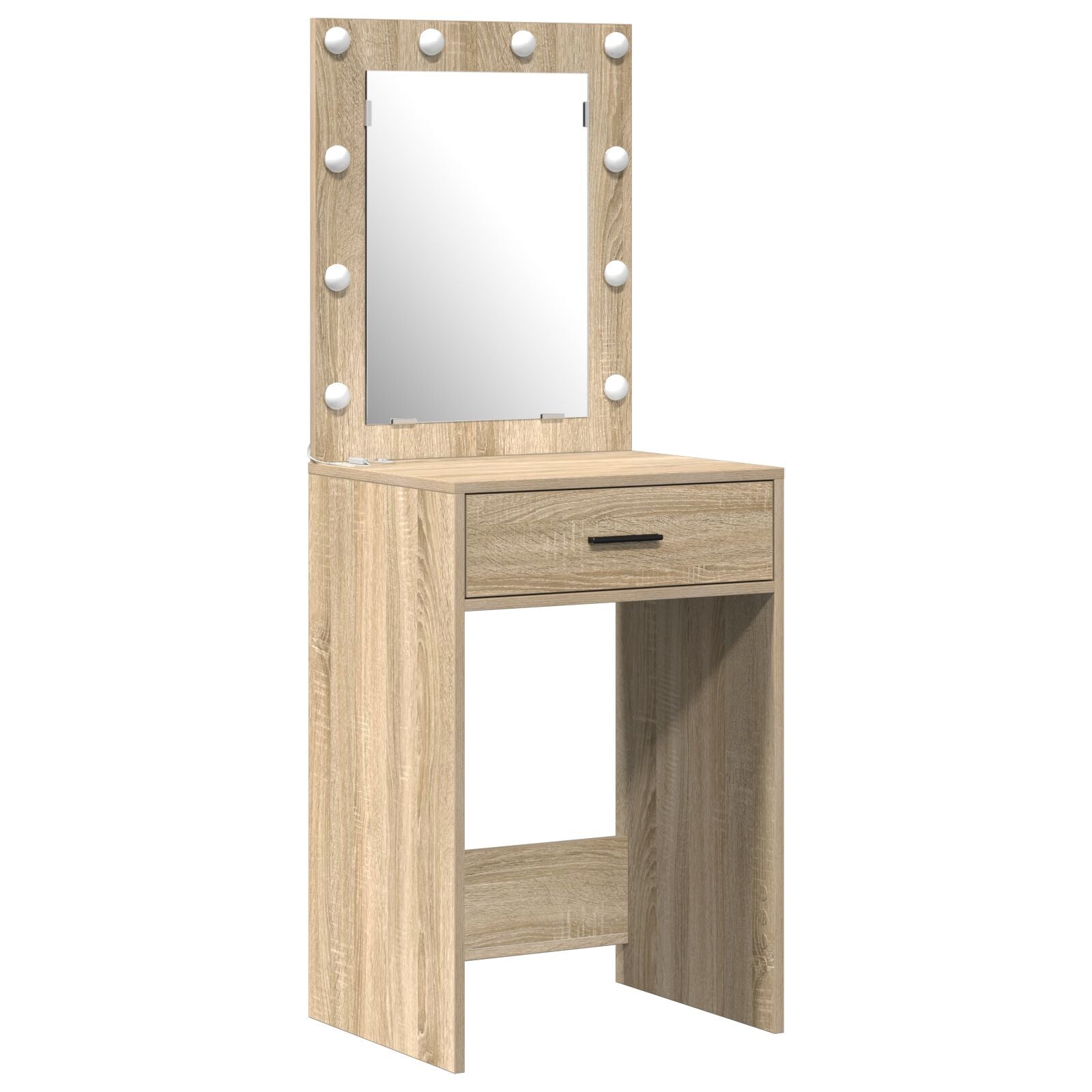 2-teiliges Schminktisch-Set mit LED Sonoma Eiche Möbelplatte