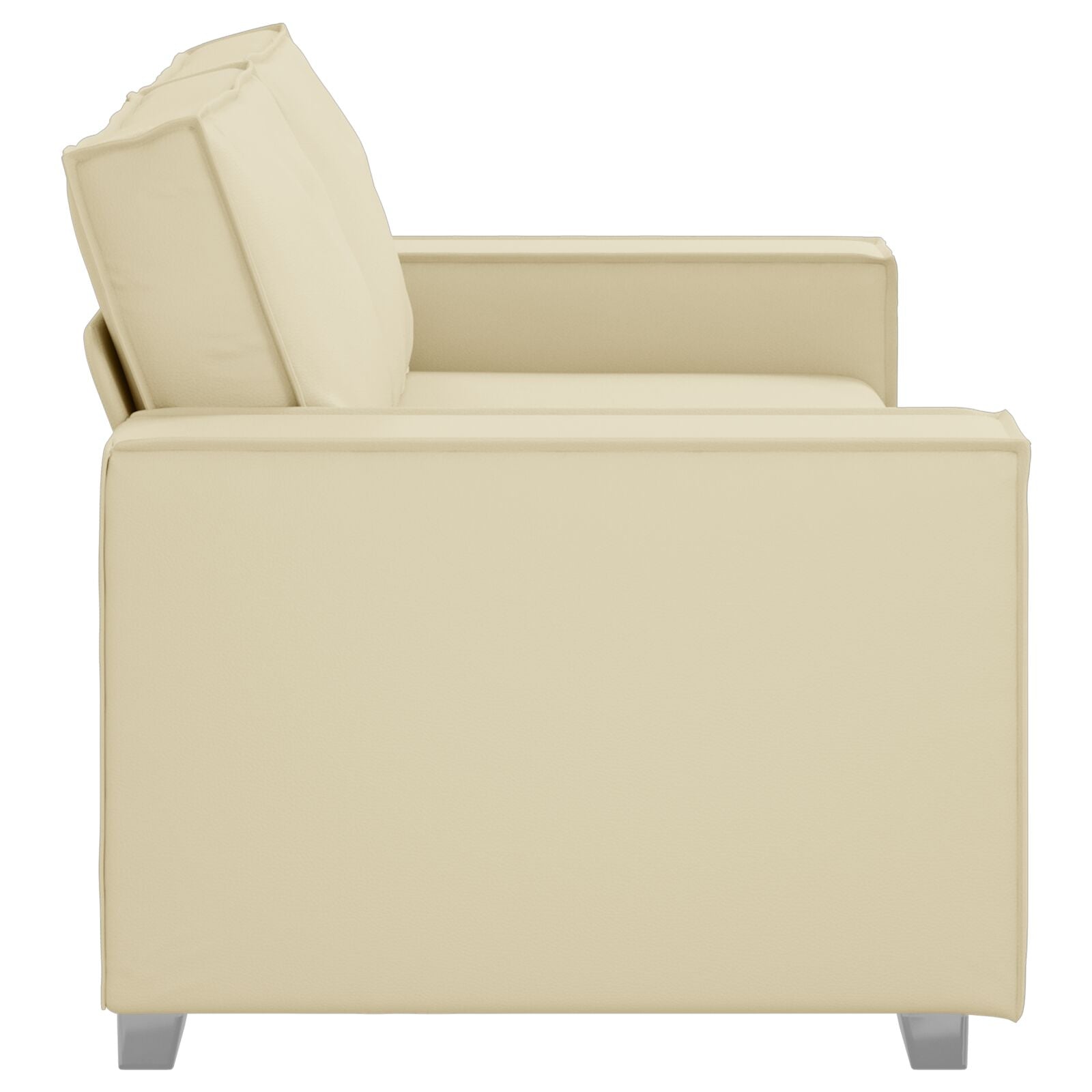 Zweisitzer Sofa in Creme, 140 cm aus Kunstleder