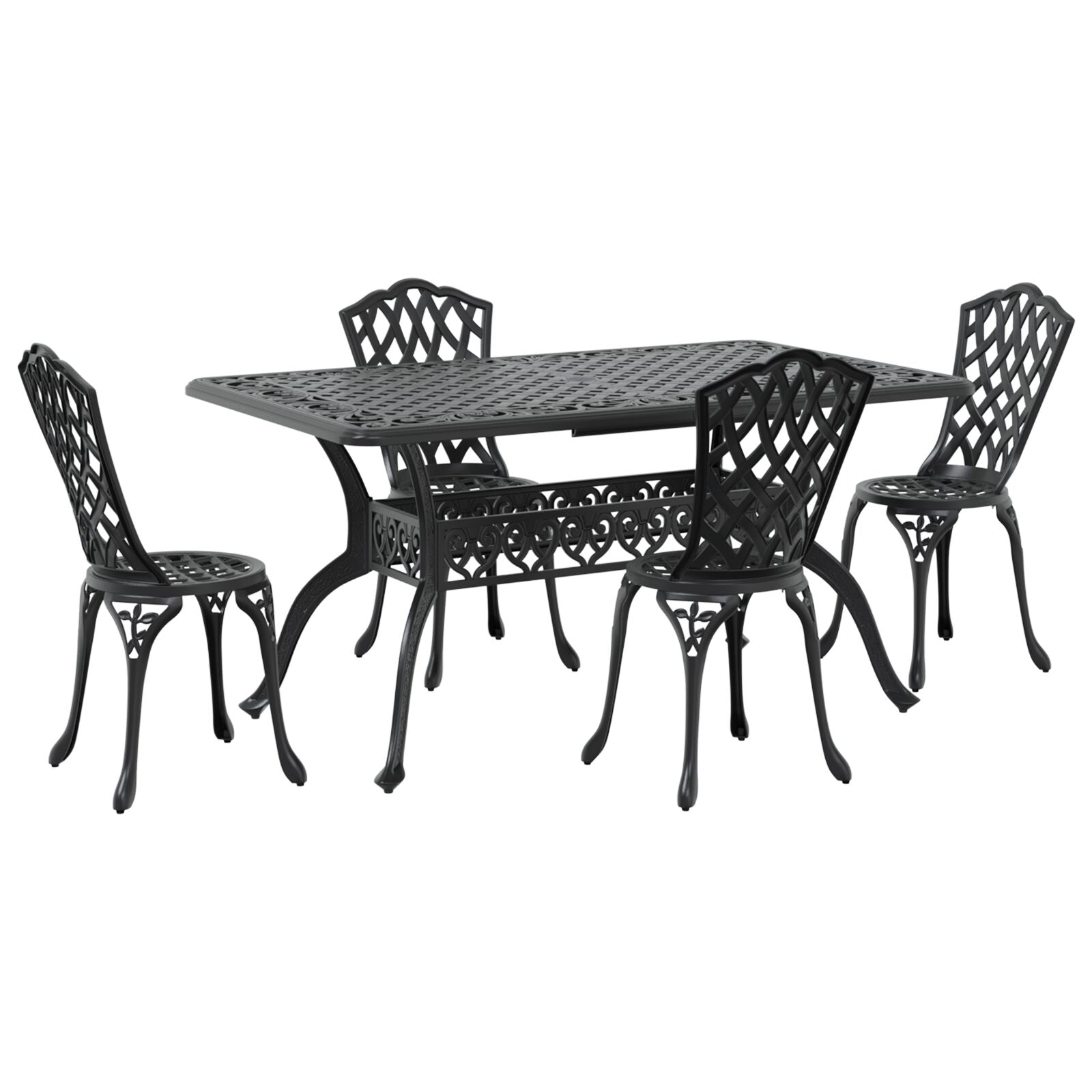 Set aus 3 Schwarz Gussaluminium Groß Dekorative Intarsien