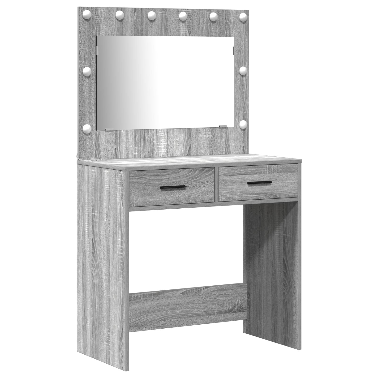 2-teiliges Frisiertischset mit LED grauem Sonoma MDF