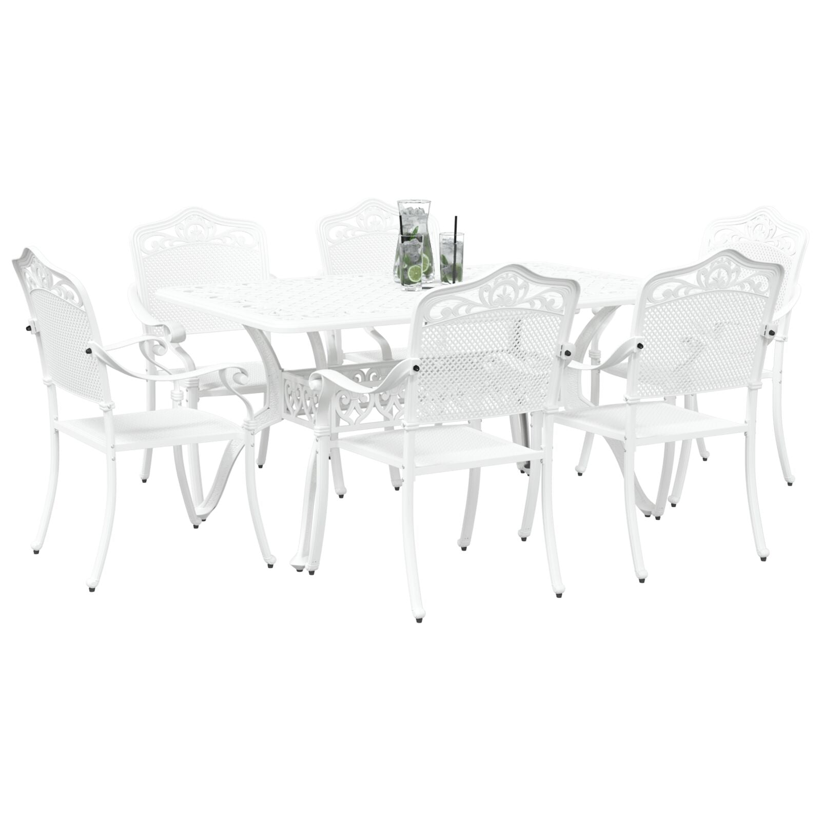 Set aus 4 Weiß Guss-Aluminium Groß Dekorative Intarsien