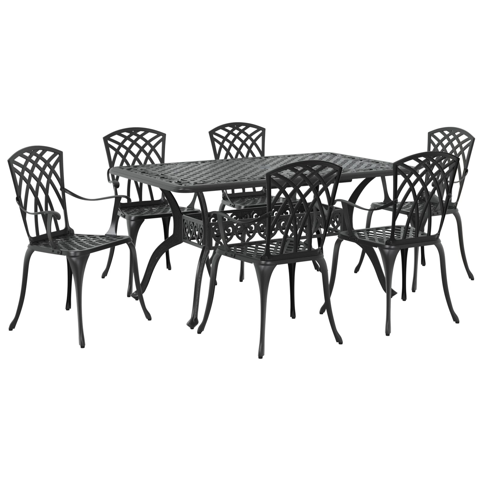Set aus 4 Schwarz Gusseisen Groß Dekorative Intarsien