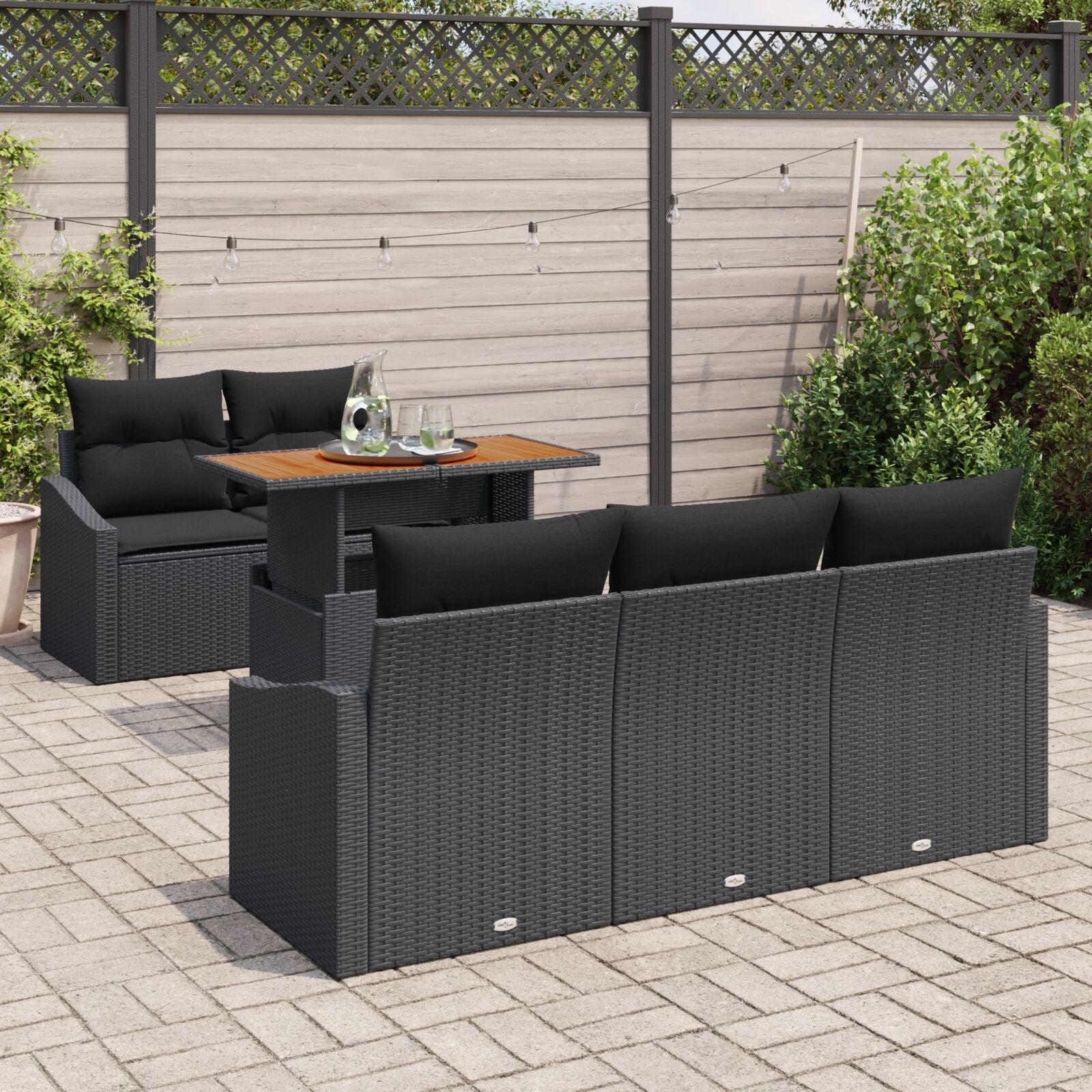 Set von 4 Dunkelgrau Rattan, Stahl, Stoff Mittel Modular