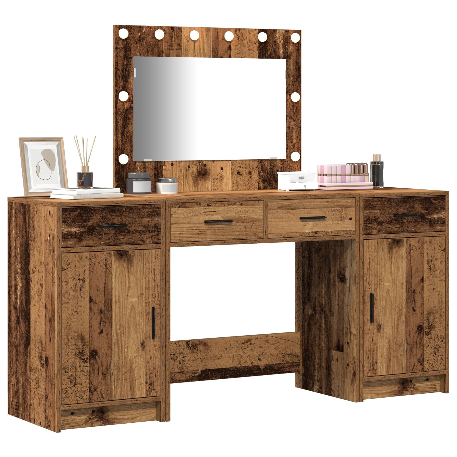 Kosmetiktisch Set Set aus 3 Altholz Holzwerkstoff Stauraum