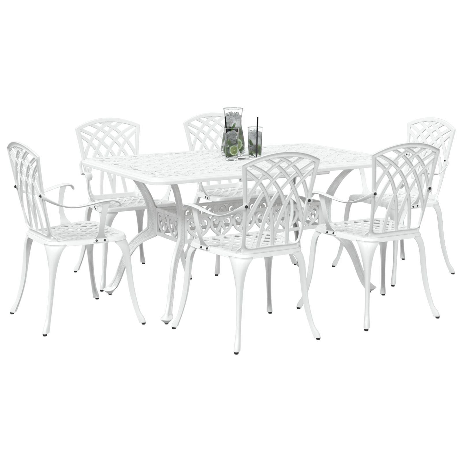 Set aus 4 Weiß Gussaluminium Groß Dekorative Intarsien