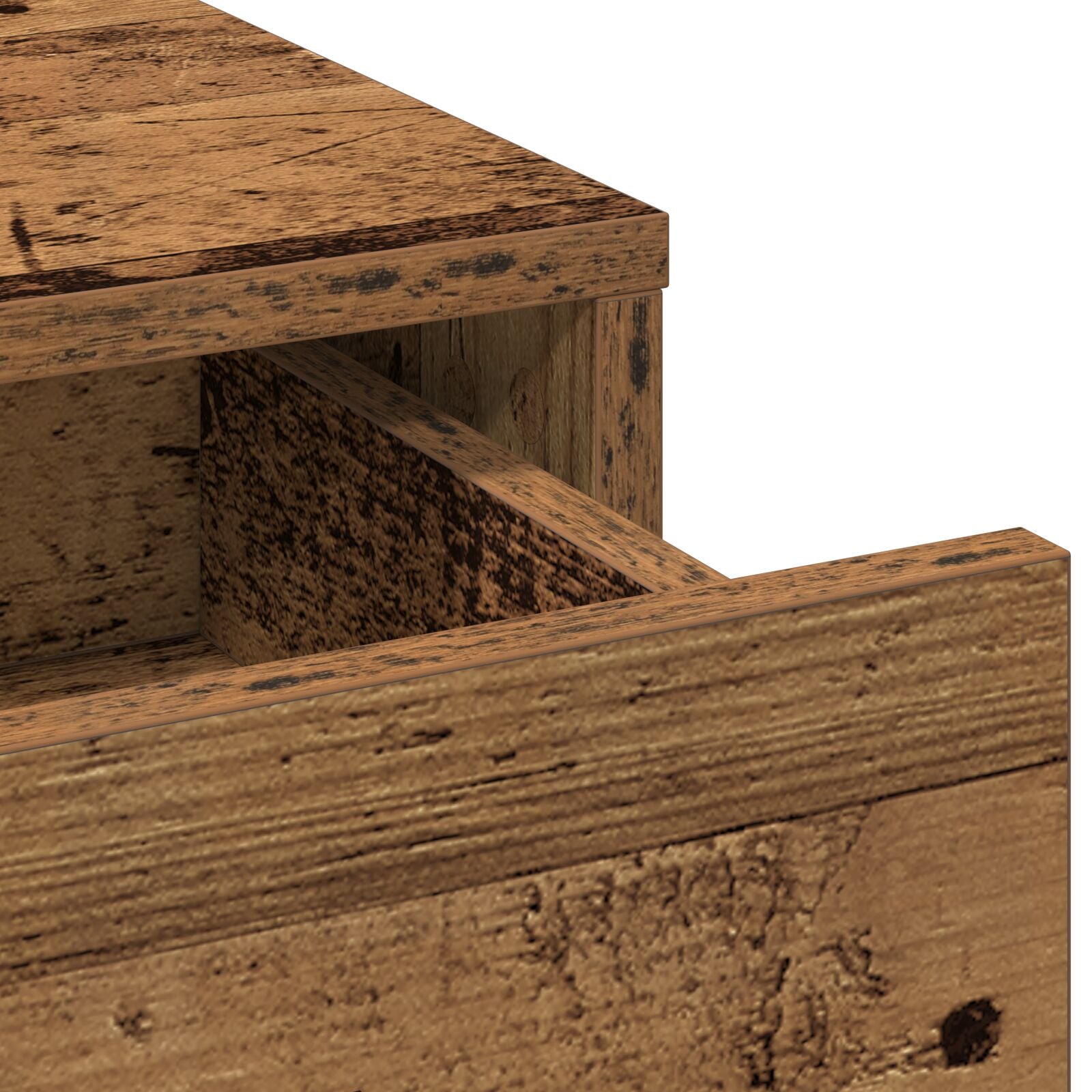2 Teiliges Schminktischset mit LED alte Holzoptik Spanplatte