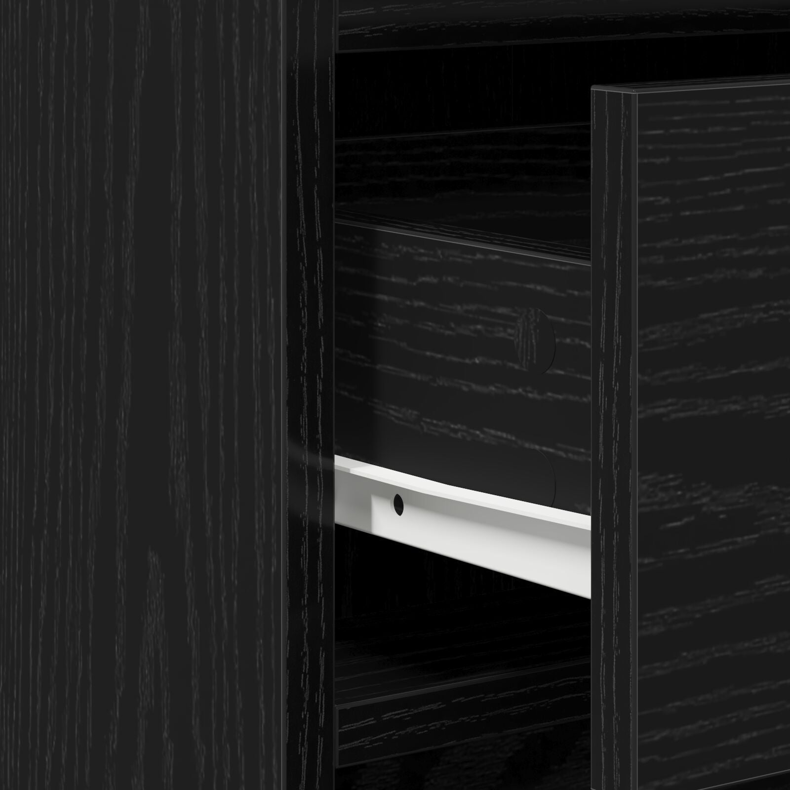2-teiliges Schminktischset mit LED Schwarzem Holzwerkstoff