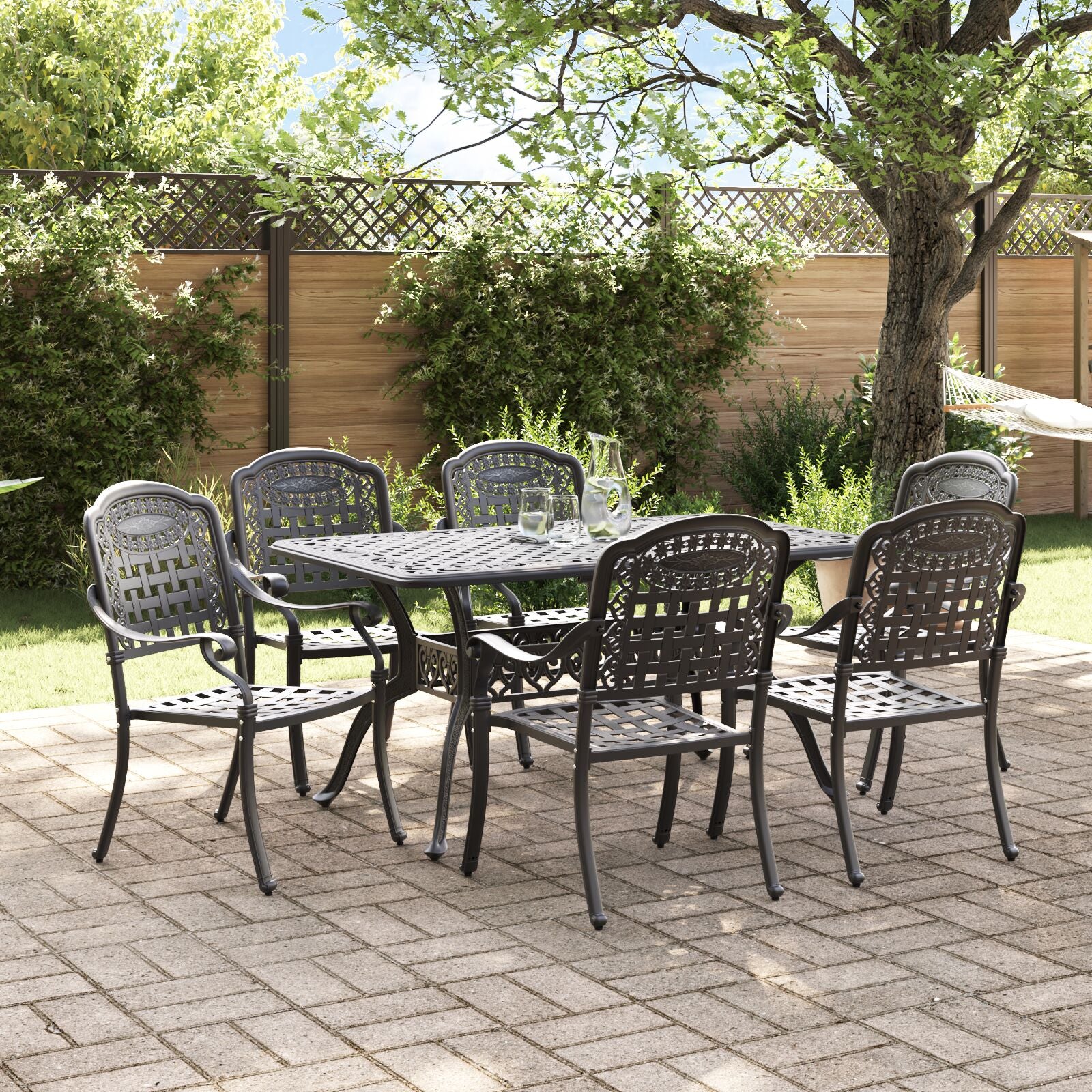 Set aus 4 Schwarz Gussaluminium Mittel Dekorative Intarsien