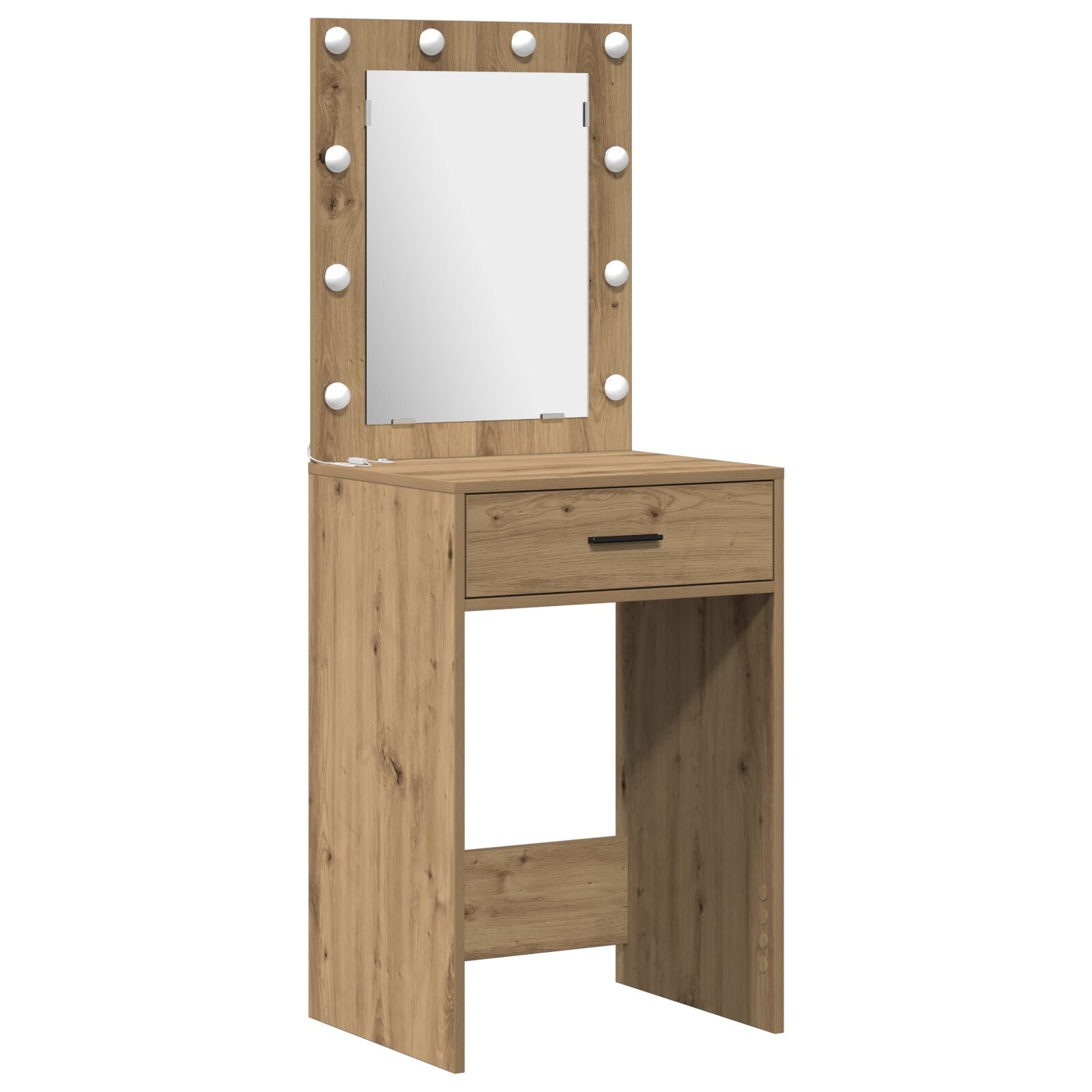3-teiliges Schminktischset mit LED in Artisan Eiche Holzwerkstoff