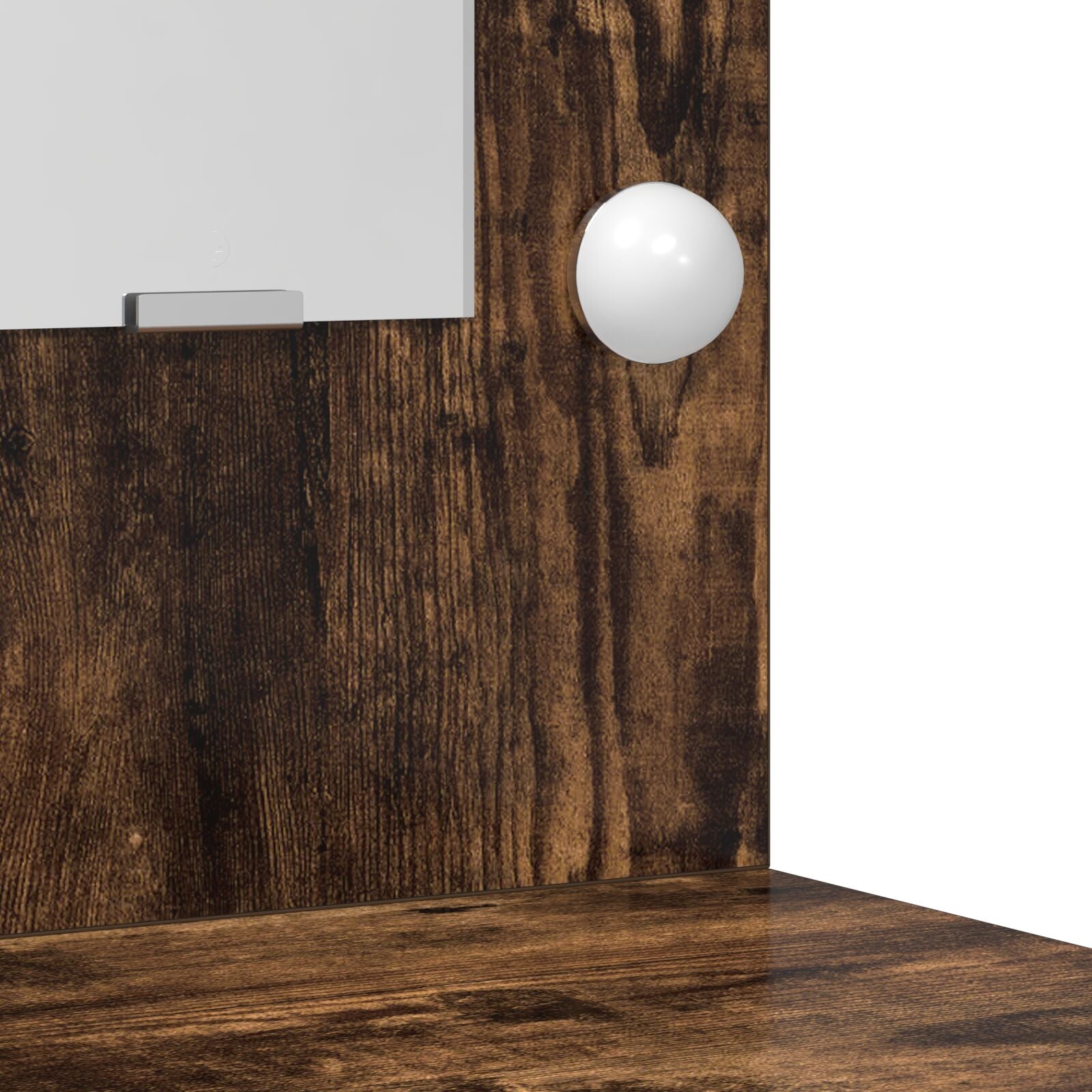 3-teiliges Schminktisch-Set mit LED und geräuchertem Eichenholz