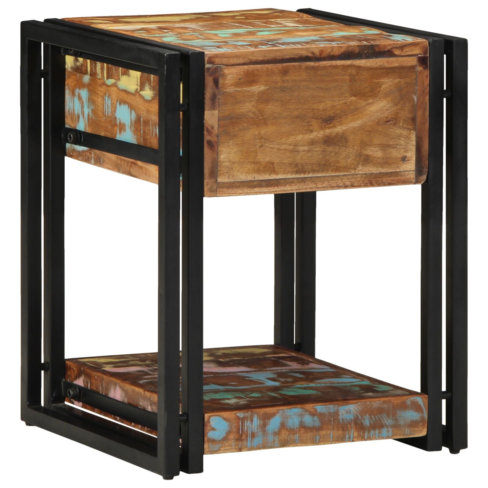 Nachttische 2er Set 40x40x50 cm aus Massivholz Altholz
