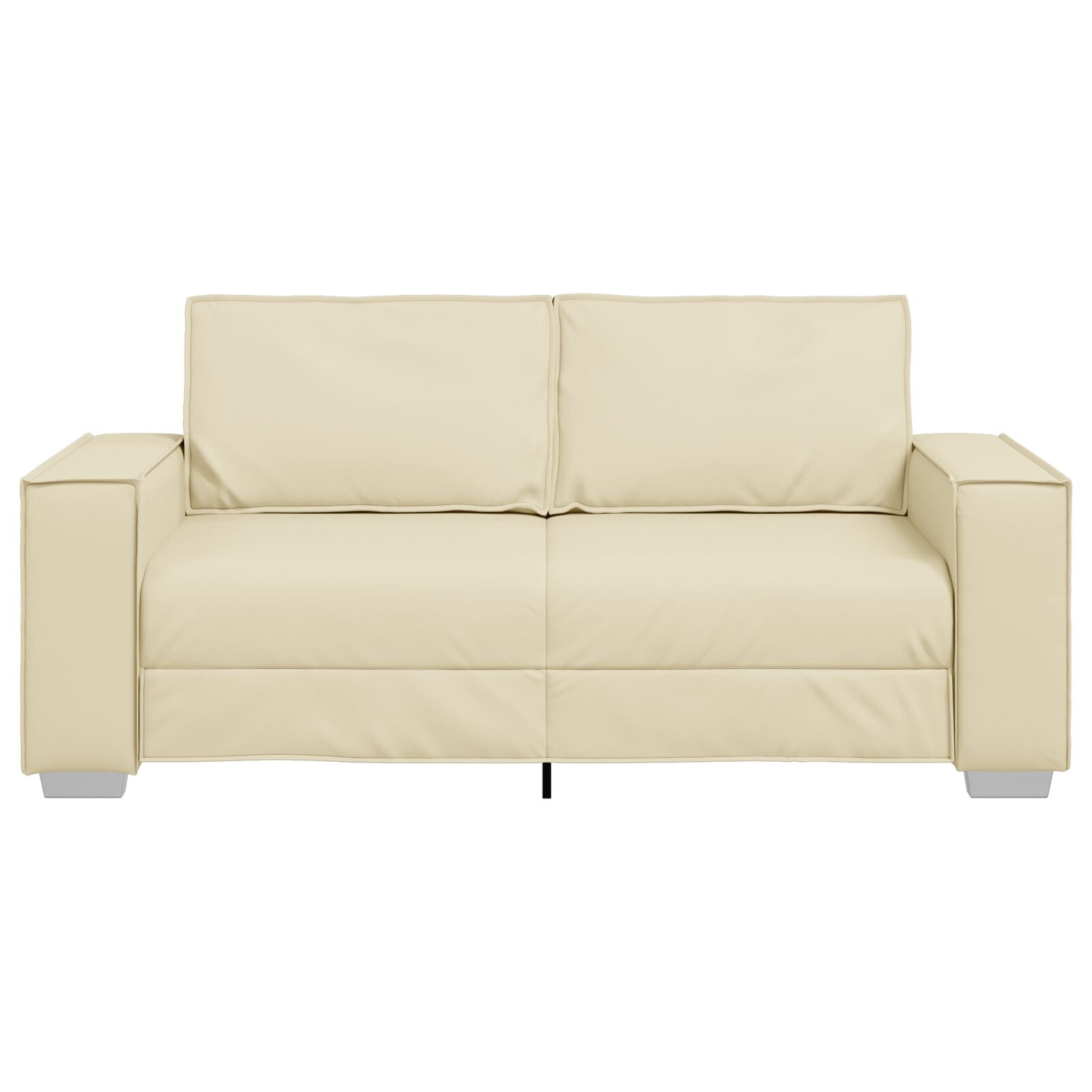 Zweisitzer Sofa in Creme, 140 cm aus Kunstleder