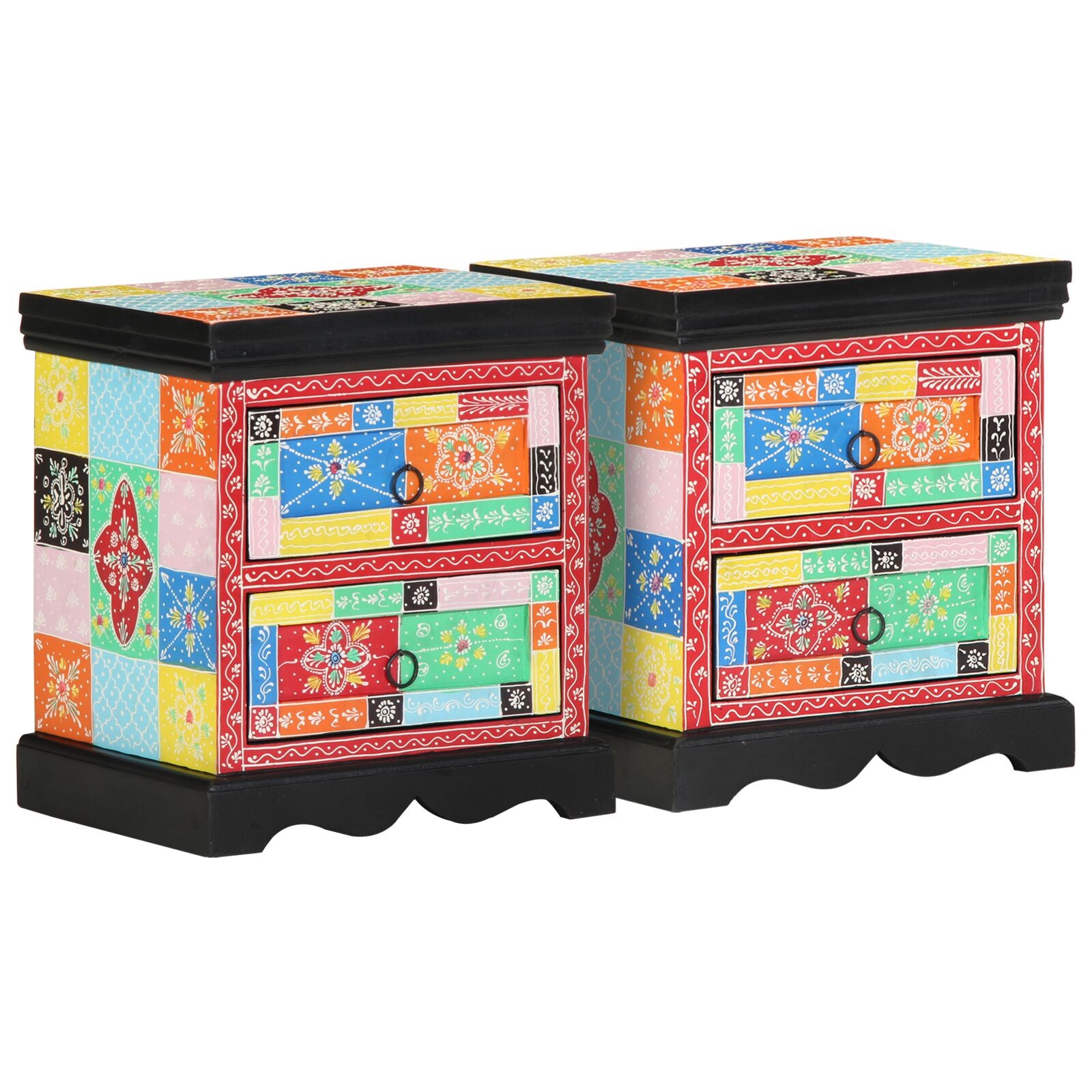 Nachttisch 2er Set Mehrfarbig 40x35x45 cm Ingenieurholz