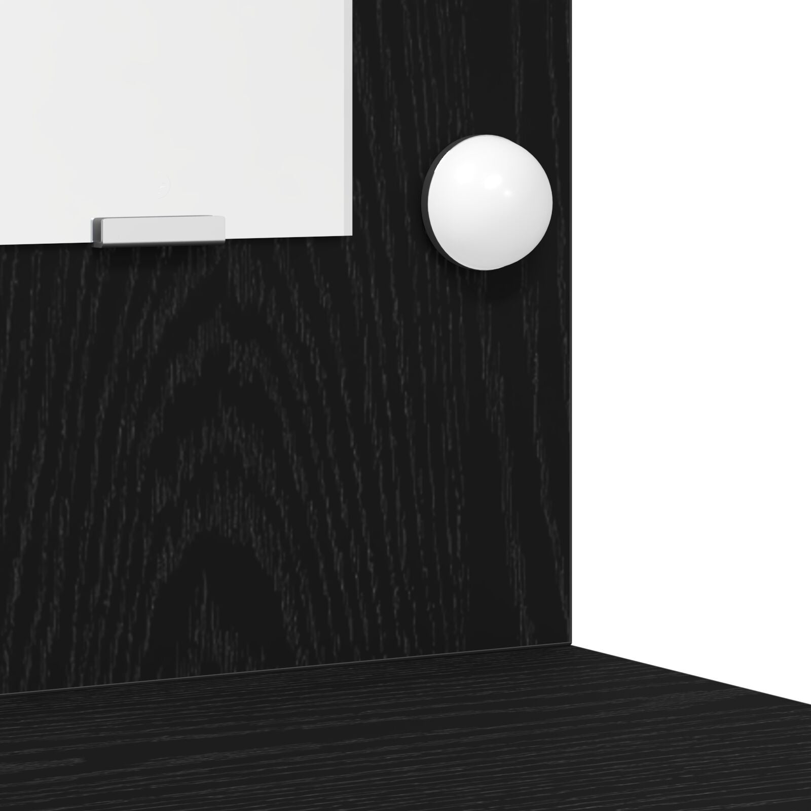 2-teiliges Schminktischset mit LED Schwarzem Holzwerkstoff
