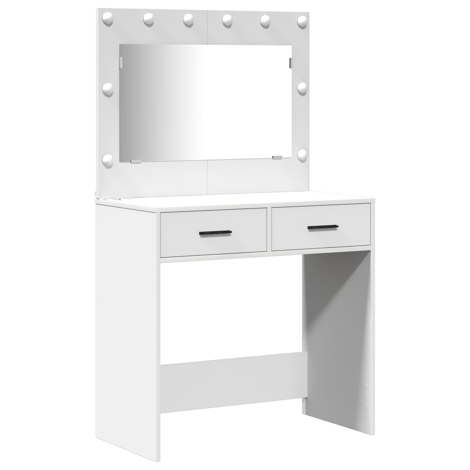 2-teiliges Dressing Tisch Set mit LED weißem Holz