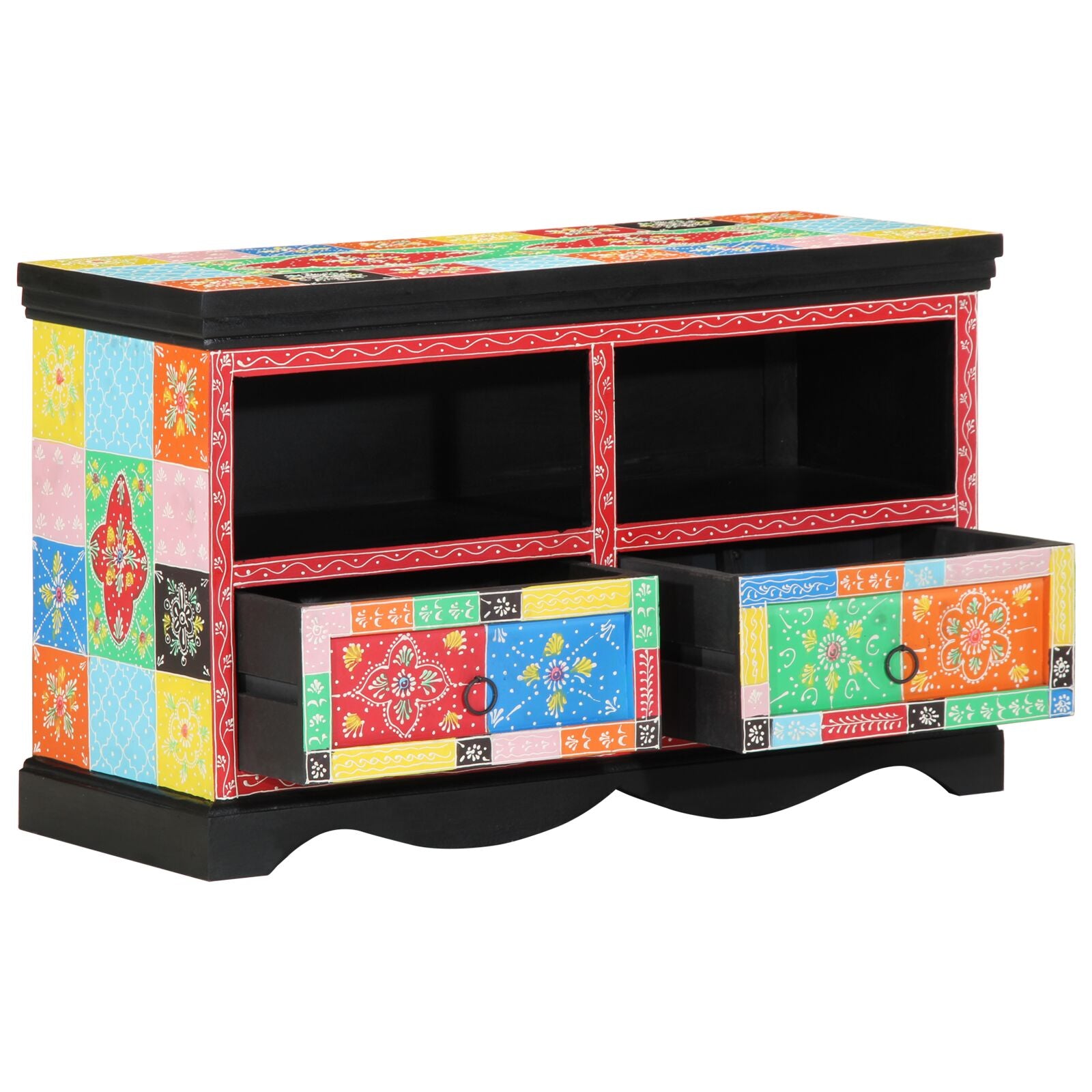 TV-Schrank Bunt 80x35x50 cm aus Massivholz Mango